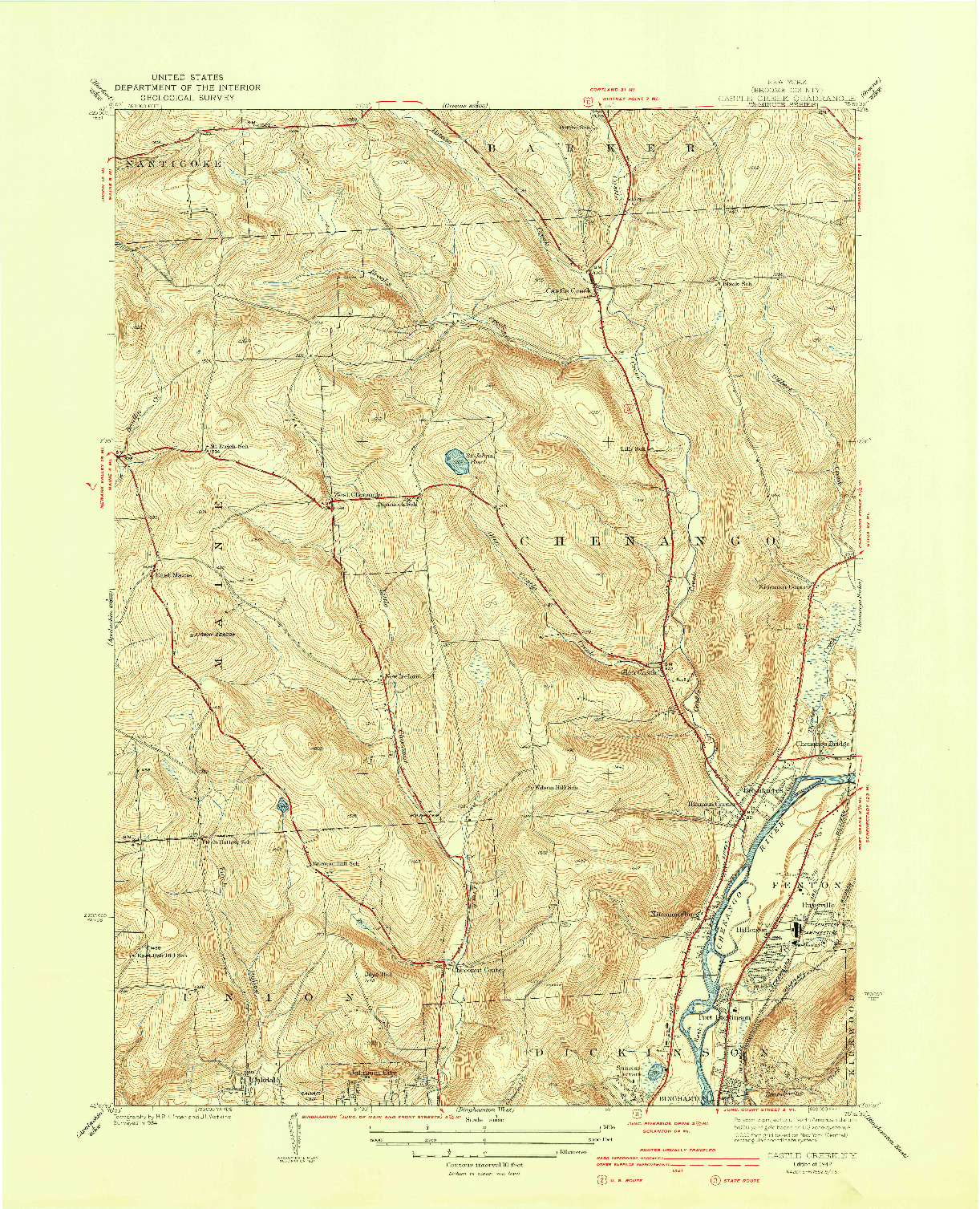 USGS 1:31680-SCALE QUADRANGLE FOR CASTLE CREEK, NY 1942