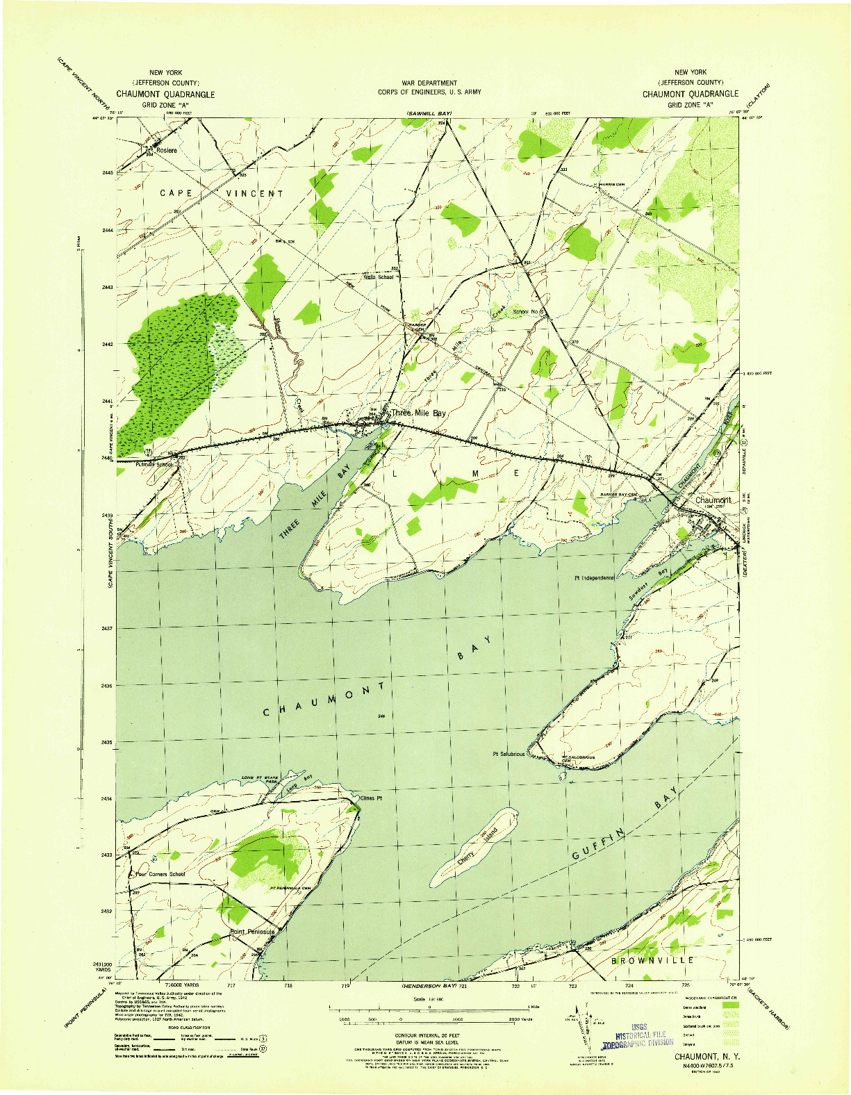 USGS 1:31680-SCALE QUADRANGLE FOR CHAUMONT, NY 1942