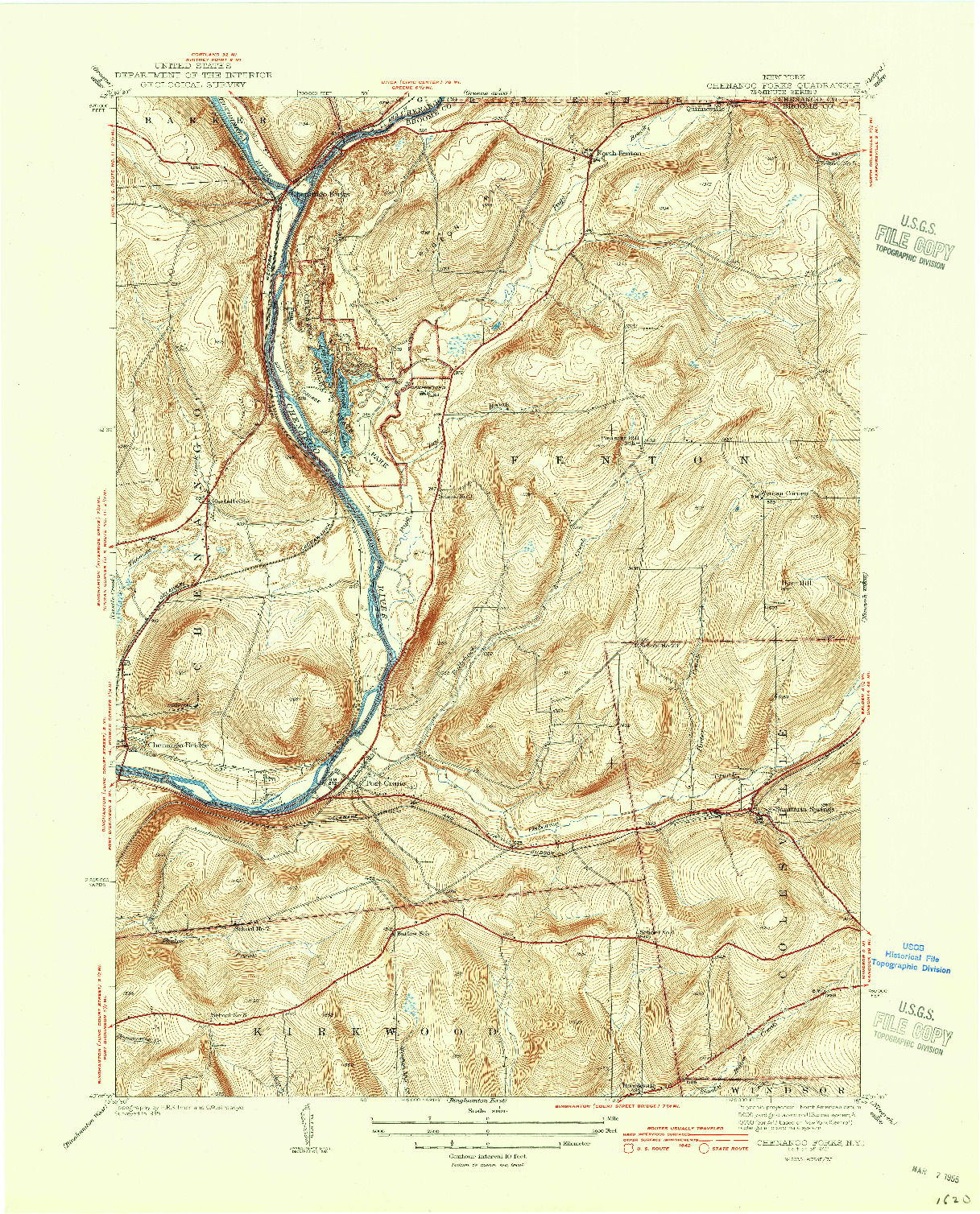 USGS 1:31680-SCALE QUADRANGLE FOR CHENANGO FORKS, NY 1942