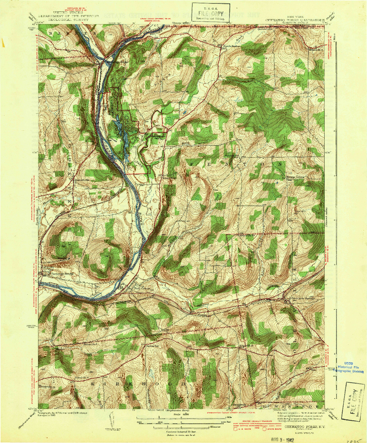 USGS 1:31680-SCALE QUADRANGLE FOR CHENANGO FORKS, NY 1942