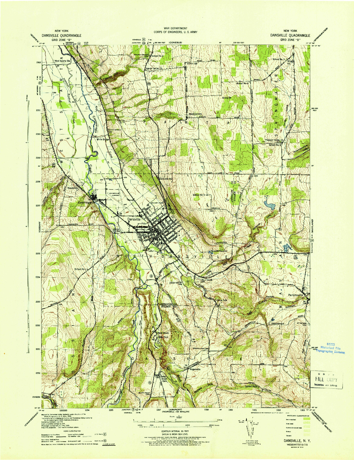USGS 1:31680-SCALE QUADRANGLE FOR DANSVILLE, NY 1942