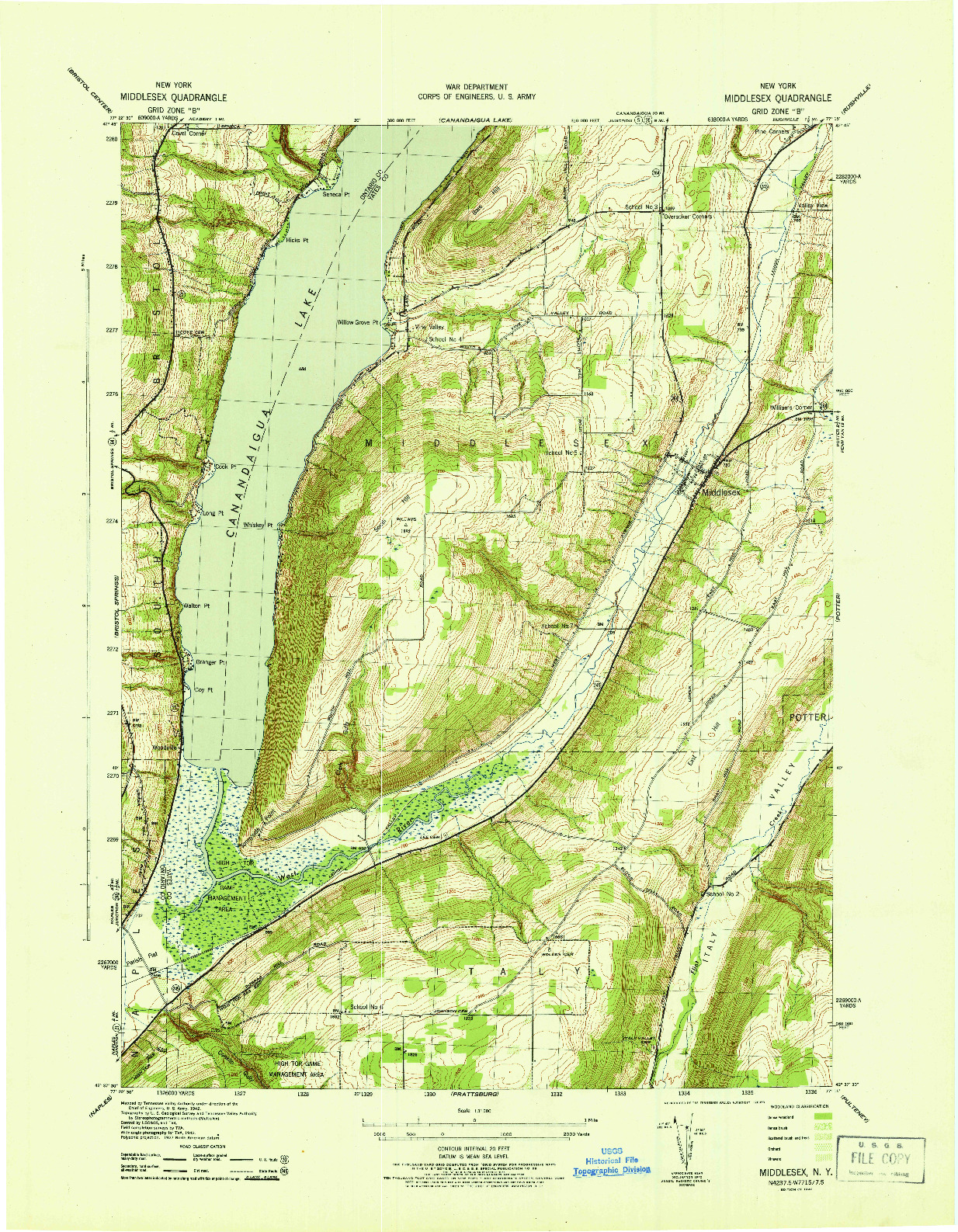 USGS 1:31680-SCALE QUADRANGLE FOR MIDDLESEX, NY 1942
