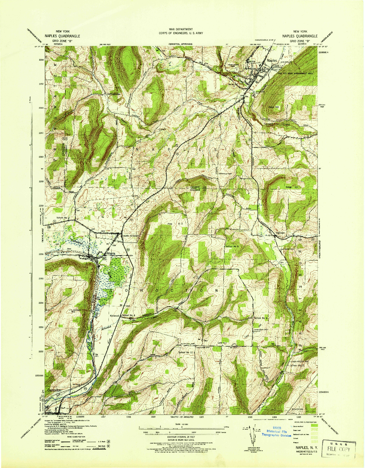 USGS 1:31680-SCALE QUADRANGLE FOR NAPLES, NY 1942