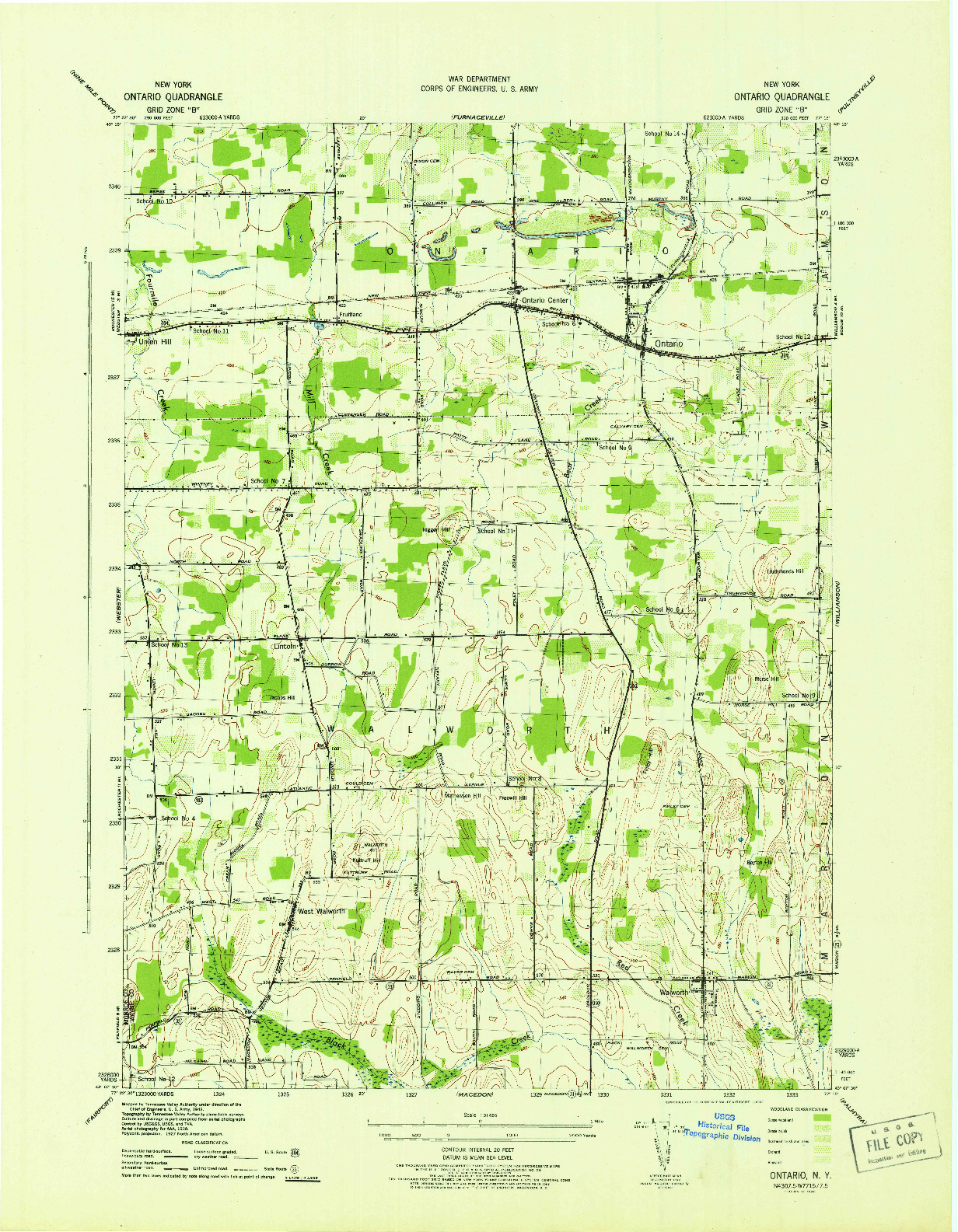 USGS 1:31680-SCALE QUADRANGLE FOR ONTARIO, NY 1942