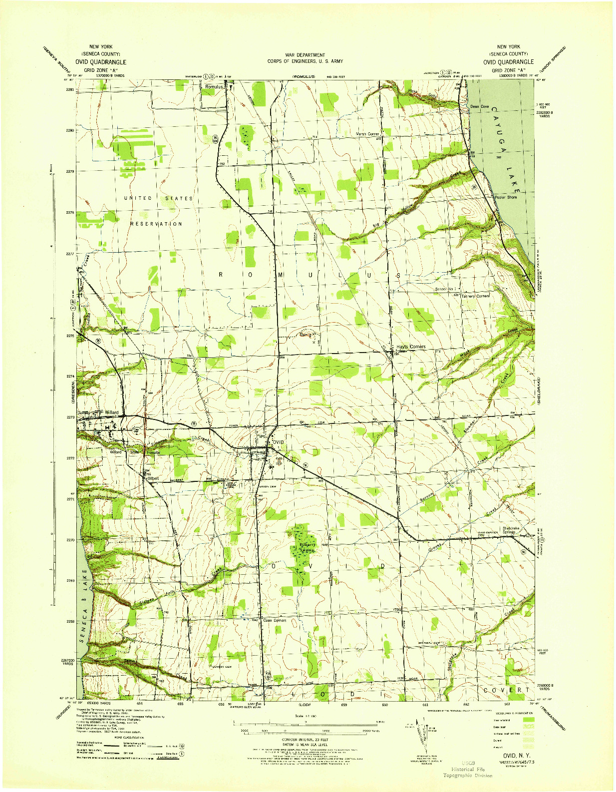 USGS 1:31680-SCALE QUADRANGLE FOR OVID, NY 1942
