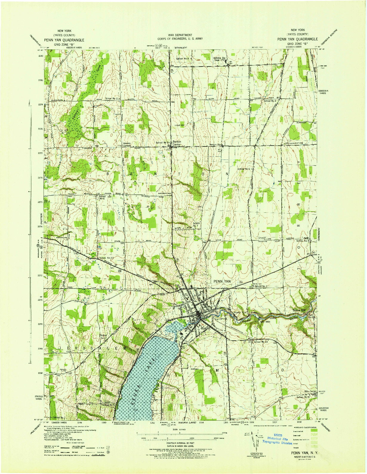 USGS 1:31680-SCALE QUADRANGLE FOR PENN YAN, NY 1942