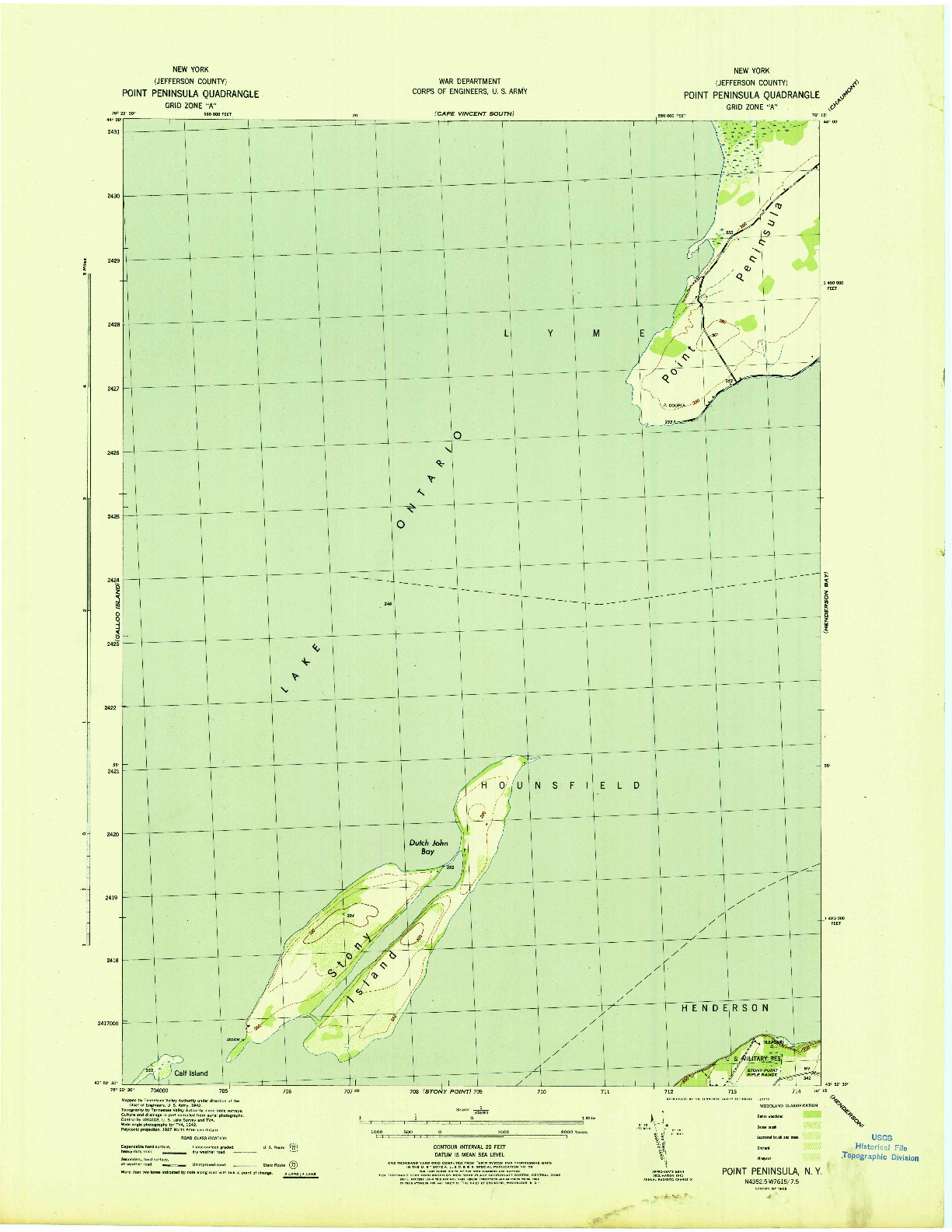 USGS 1:31680-SCALE QUADRANGLE FOR POINT PENINSULA, NY 1942