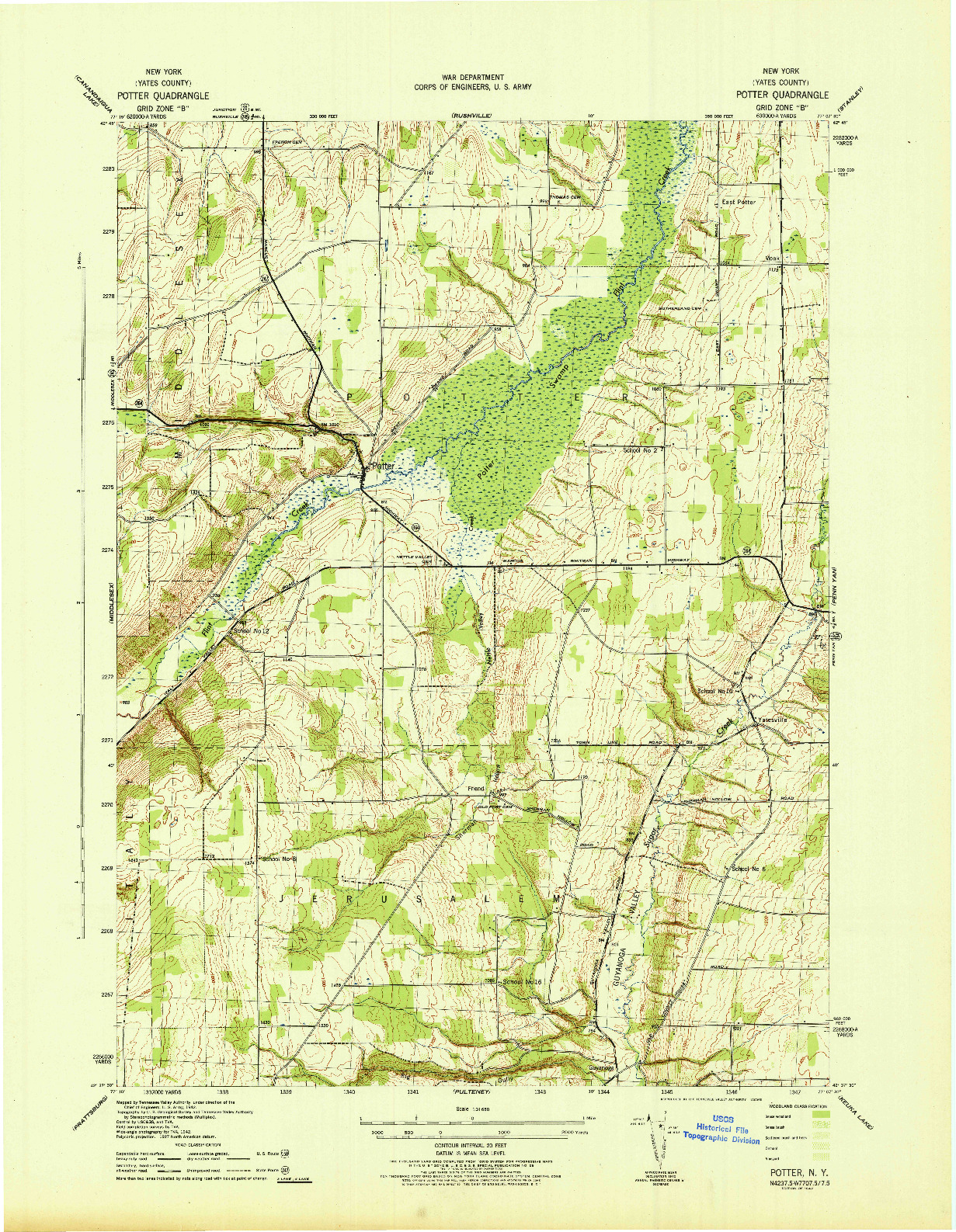 USGS 1:31680-SCALE QUADRANGLE FOR POTTER, NY 1942