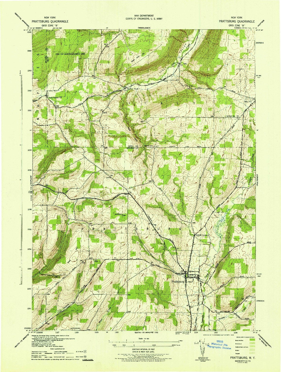 USGS 1:31680-SCALE QUADRANGLE FOR PRATTSBURG, NY 1942