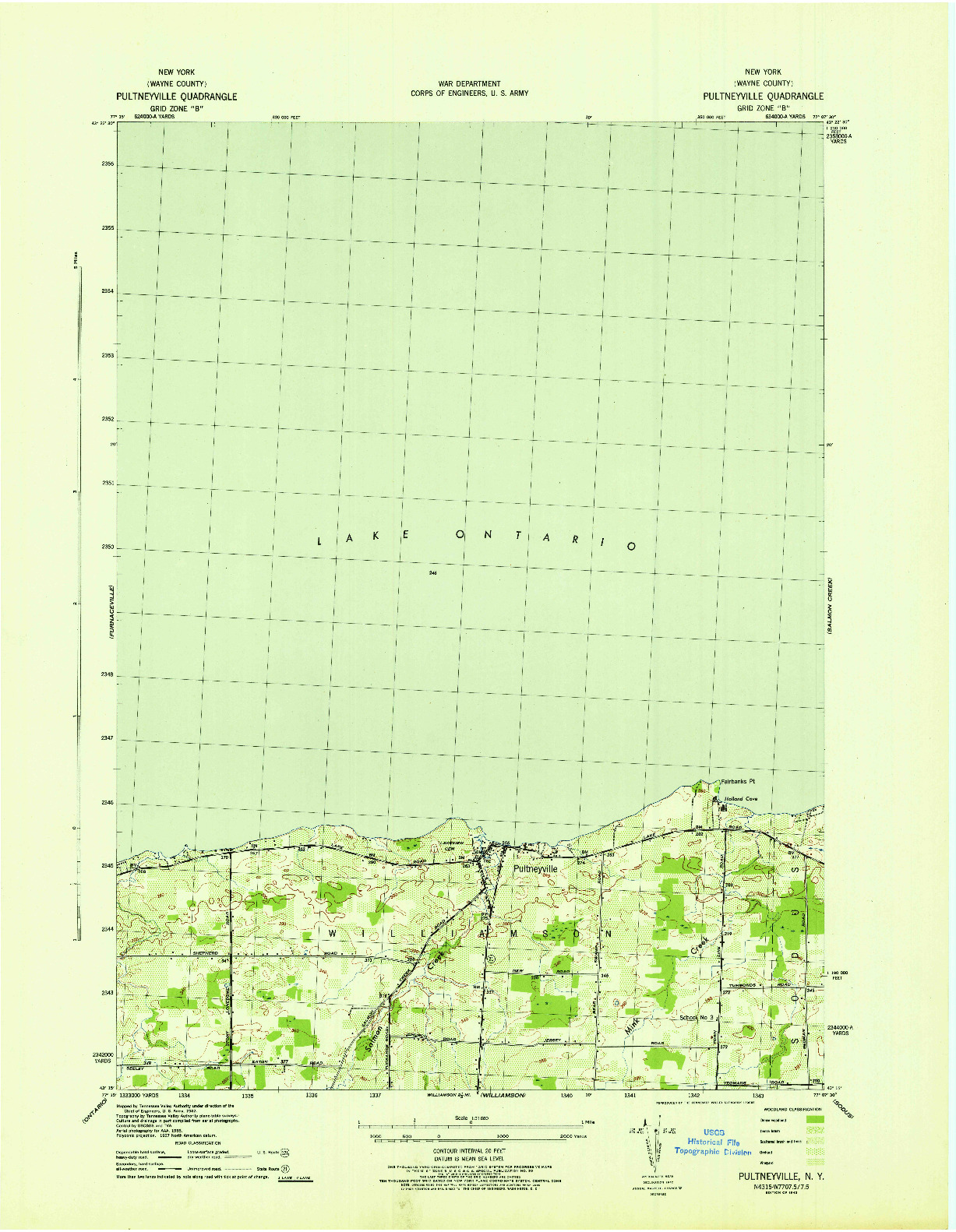 USGS 1:31680-SCALE QUADRANGLE FOR PULTNEYVILLE, NY 1942