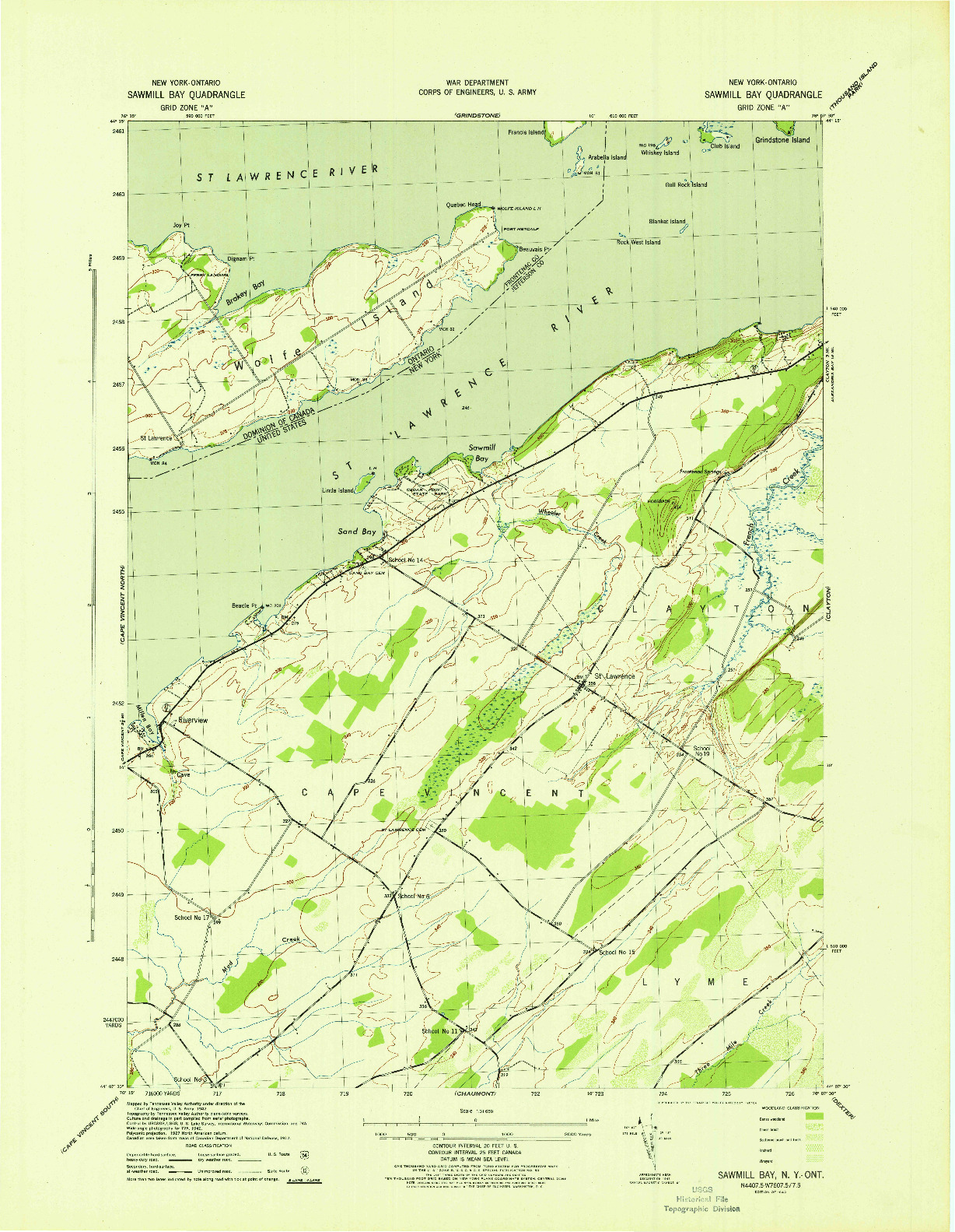 USGS 1:31680-SCALE QUADRANGLE FOR SAWMILL BAY, NY 1942