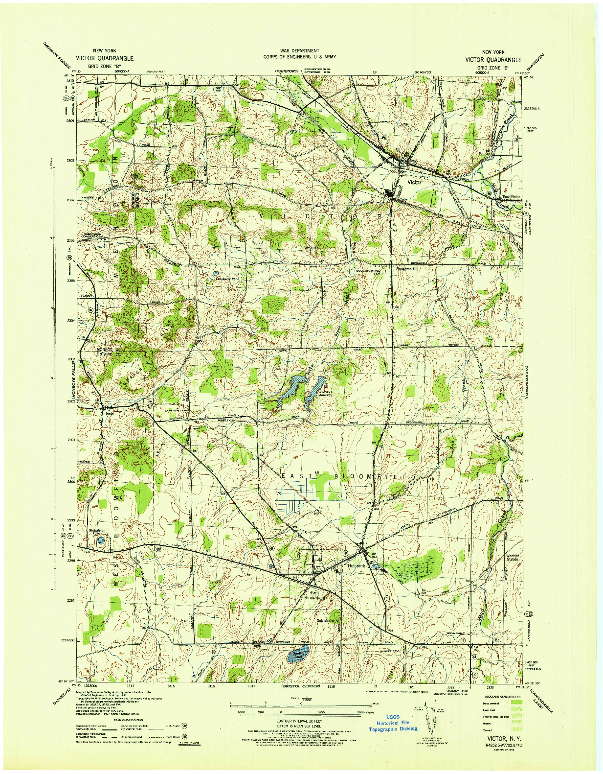 USGS 1:31680-SCALE QUADRANGLE FOR VICTOR, NY 1942