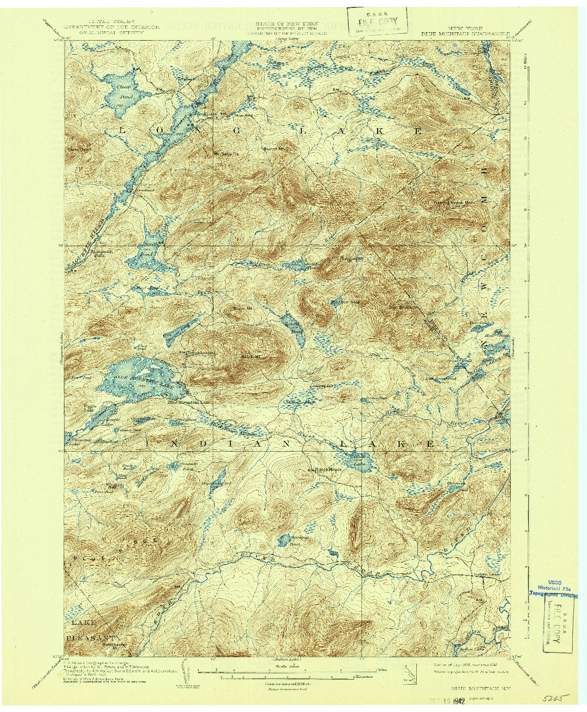 USGS 1:62500-SCALE QUADRANGLE FOR BLUE MOUNTAIN, NY 1903