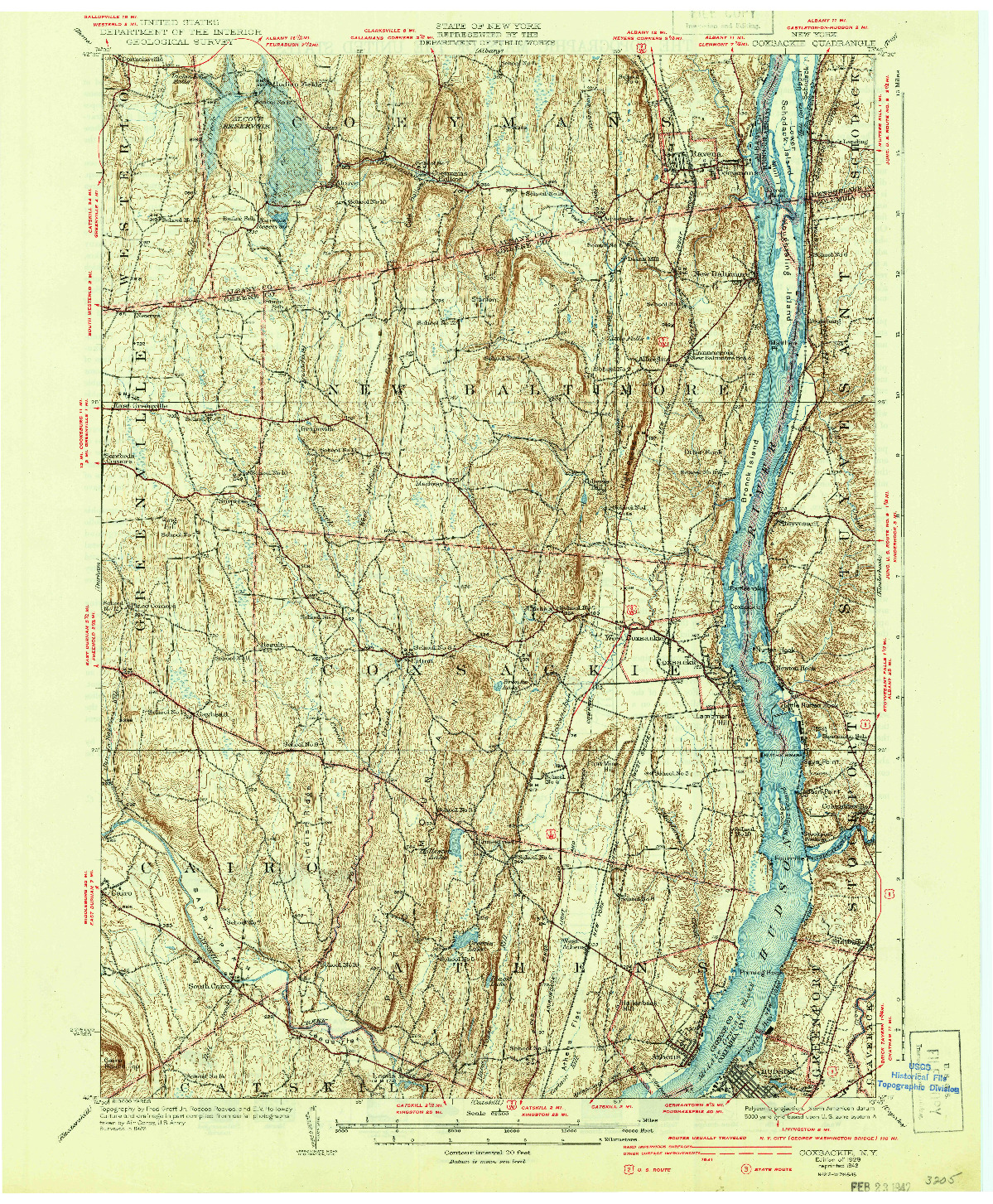USGS 1:62500-SCALE QUADRANGLE FOR COXSACKIE, NY 1929