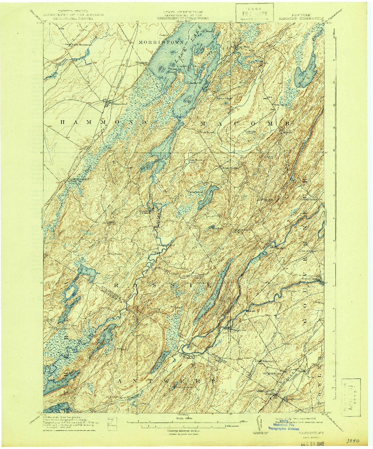 USGS 1:62500-SCALE QUADRANGLE FOR HAMMOND, NY 1912