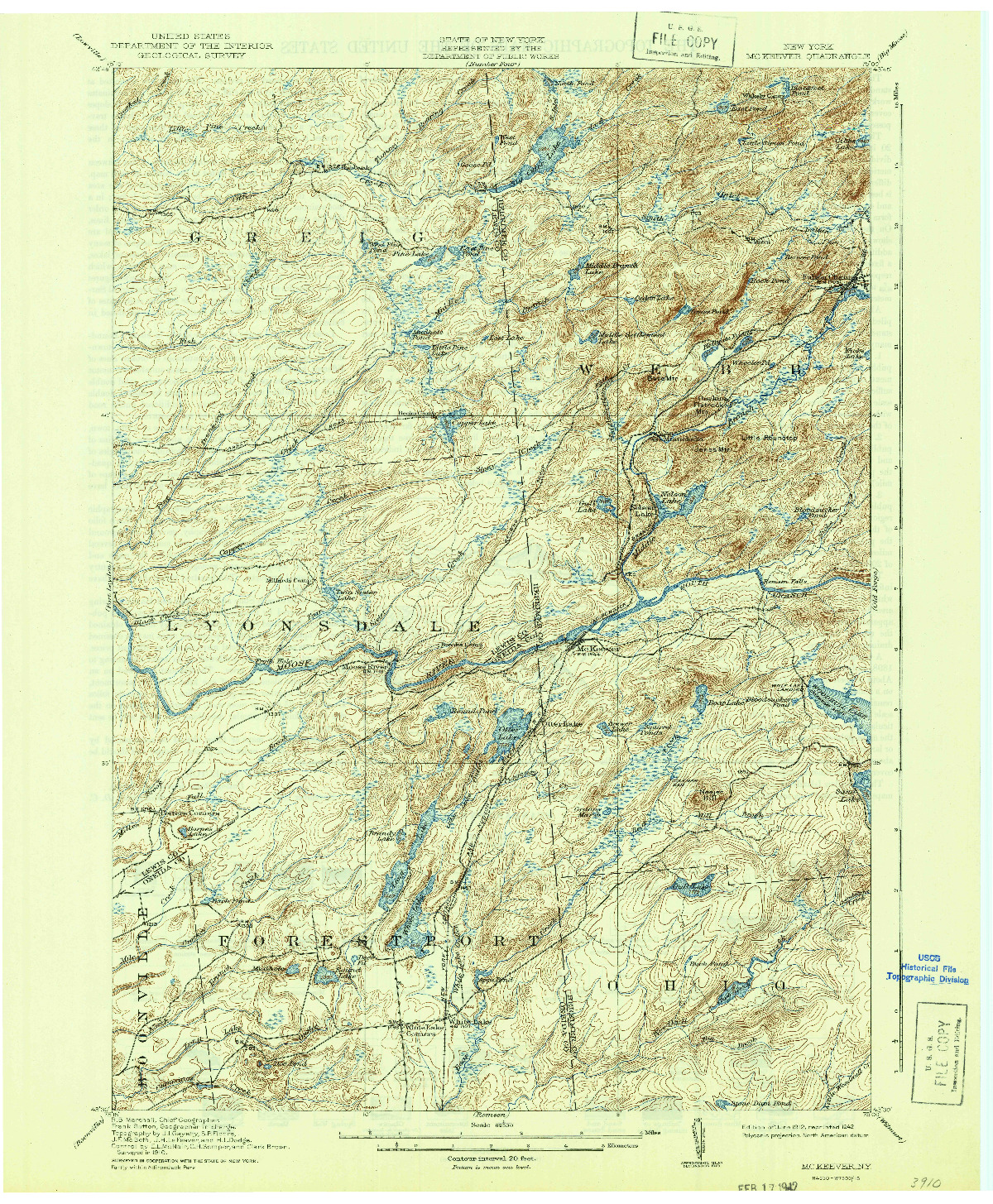 USGS 1:62500-SCALE QUADRANGLE FOR MC KEEVER, NY 1912
