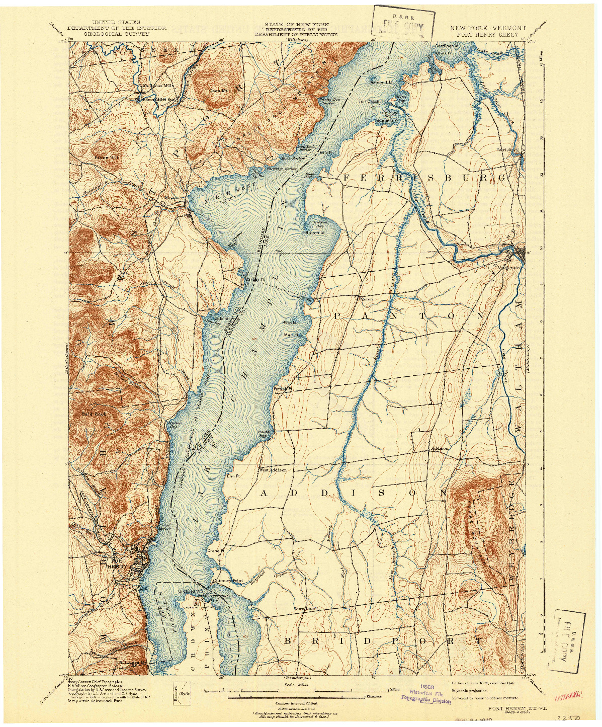 USGS 1:62500-SCALE QUADRANGLE FOR PORT HENRY, NY 1898