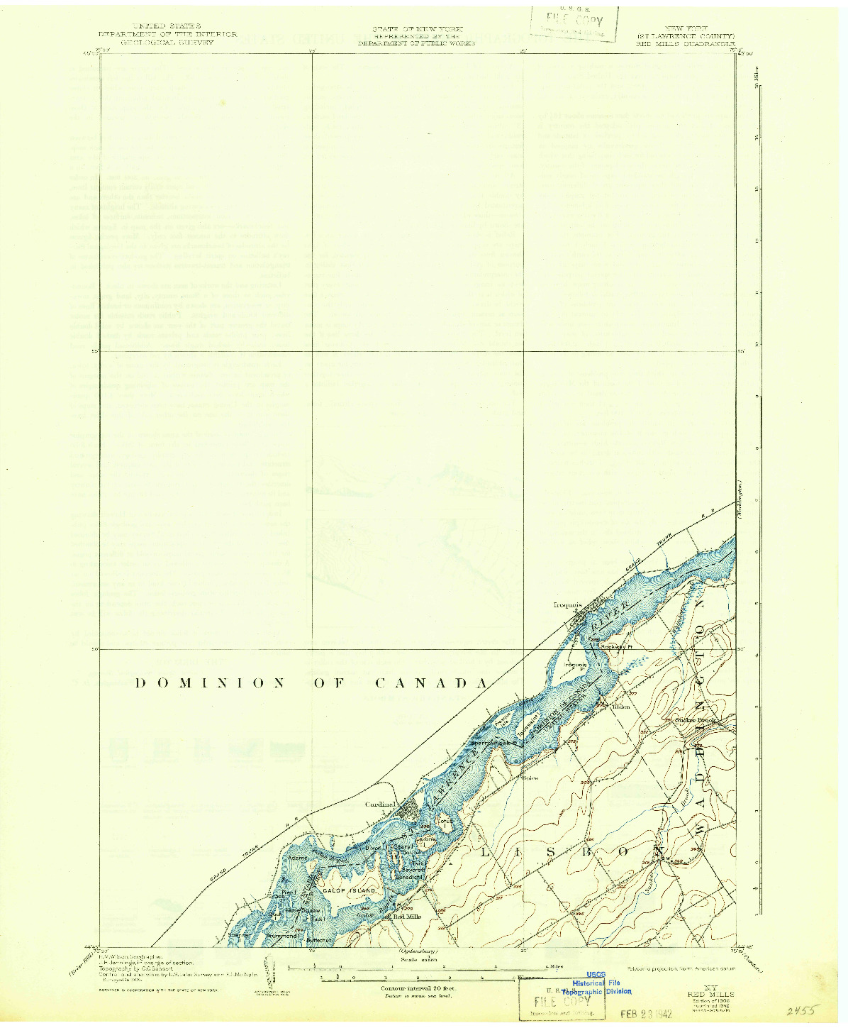 USGS 1:62500-SCALE QUADRANGLE FOR RED MILLS, NY 1906