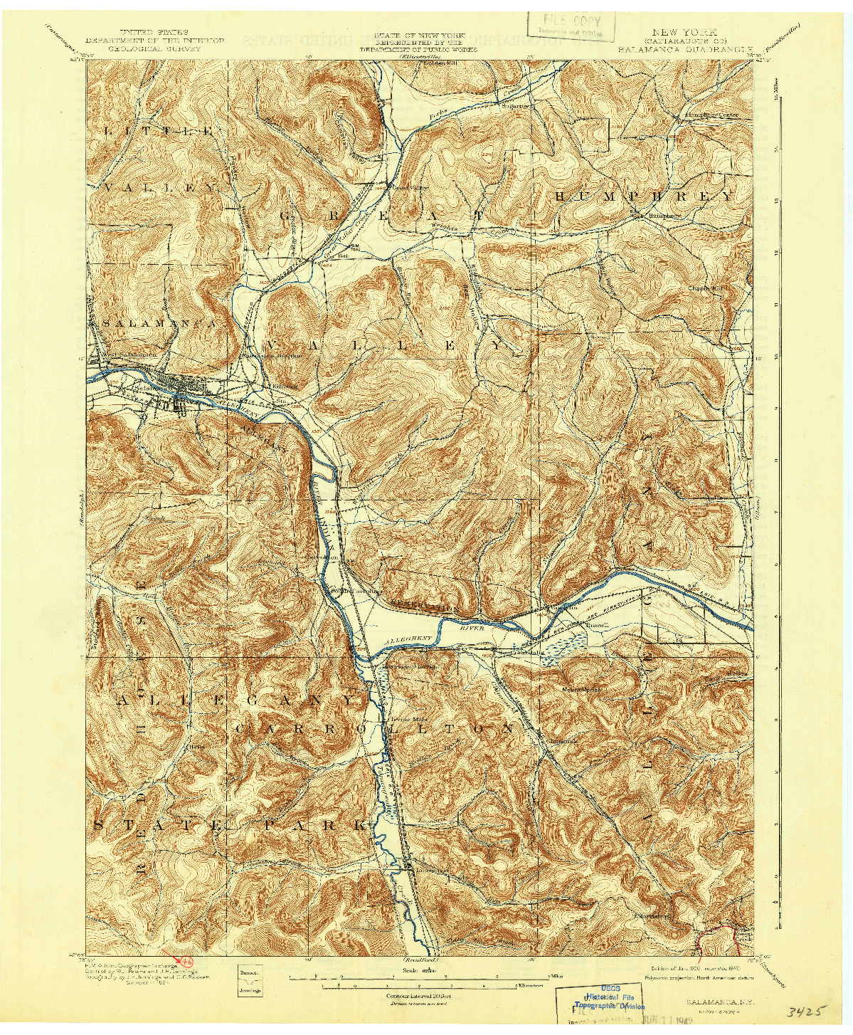 USGS 1:62500-SCALE QUADRANGLE FOR SALAMANCA, NY 1900