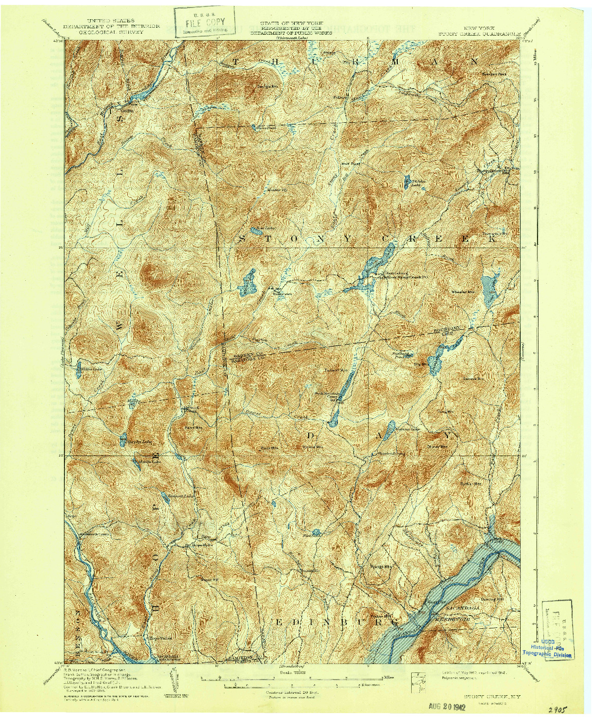 USGS 1:62500-SCALE QUADRANGLE FOR STONY CREEK, NY 1910