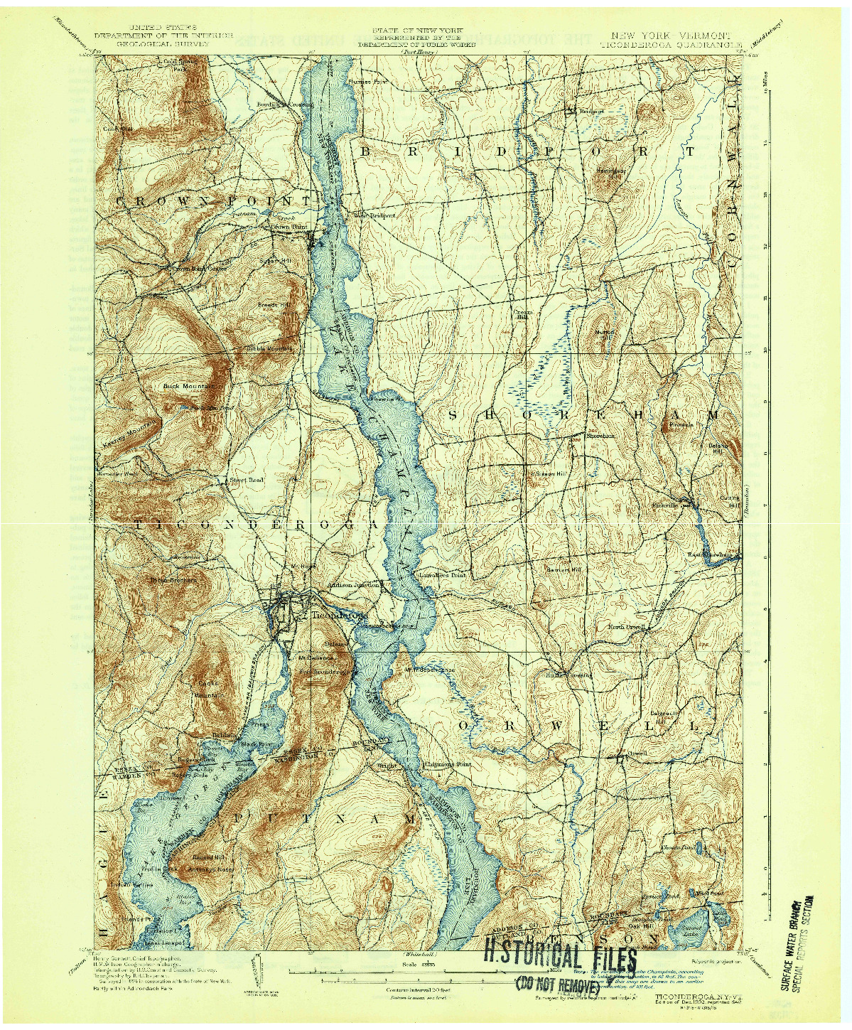 USGS 1:62500-SCALE QUADRANGLE FOR TICONDEROGA, NY 1902