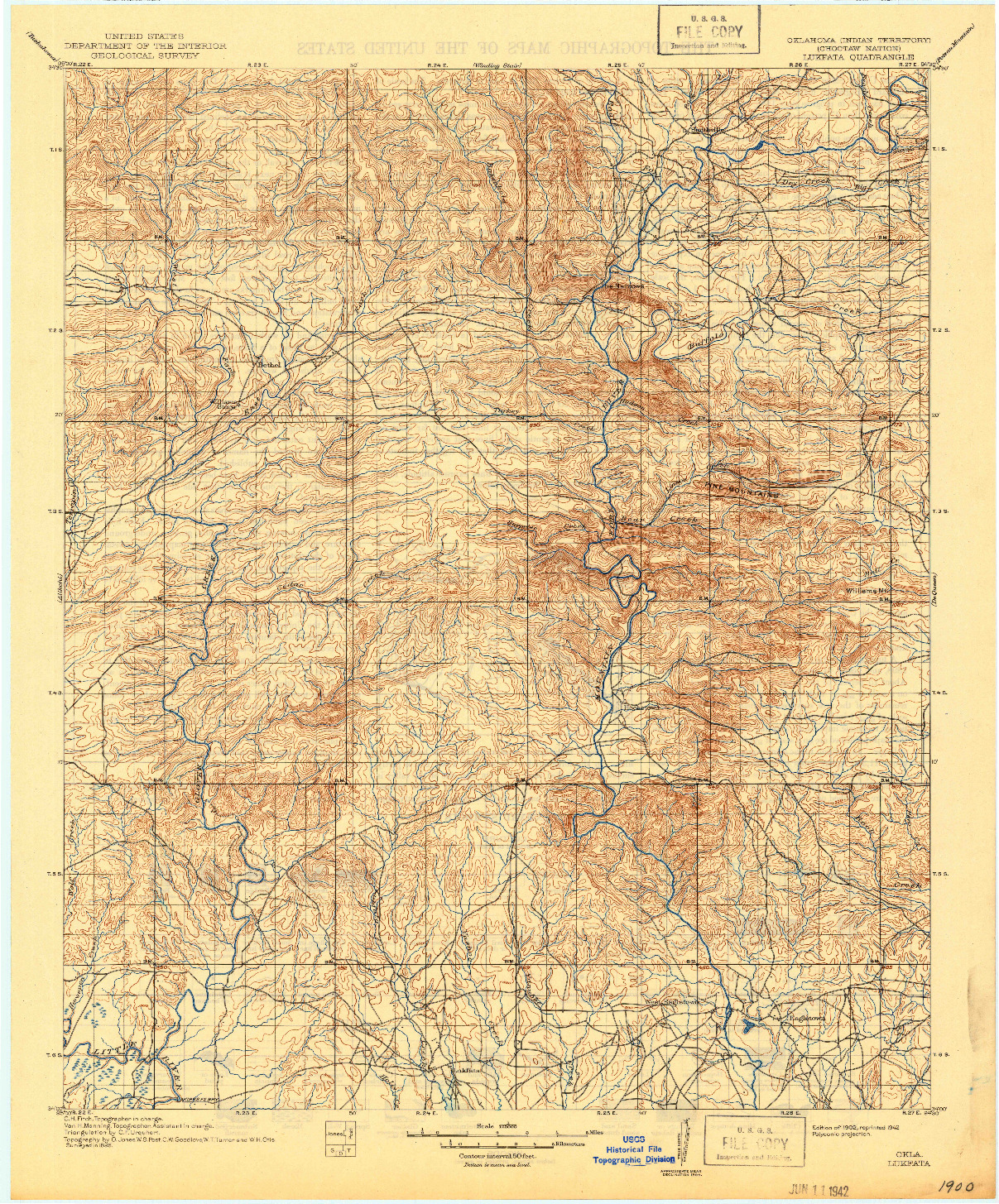 USGS 1:125000-SCALE QUADRANGLE FOR LUKFATA, OK 1902