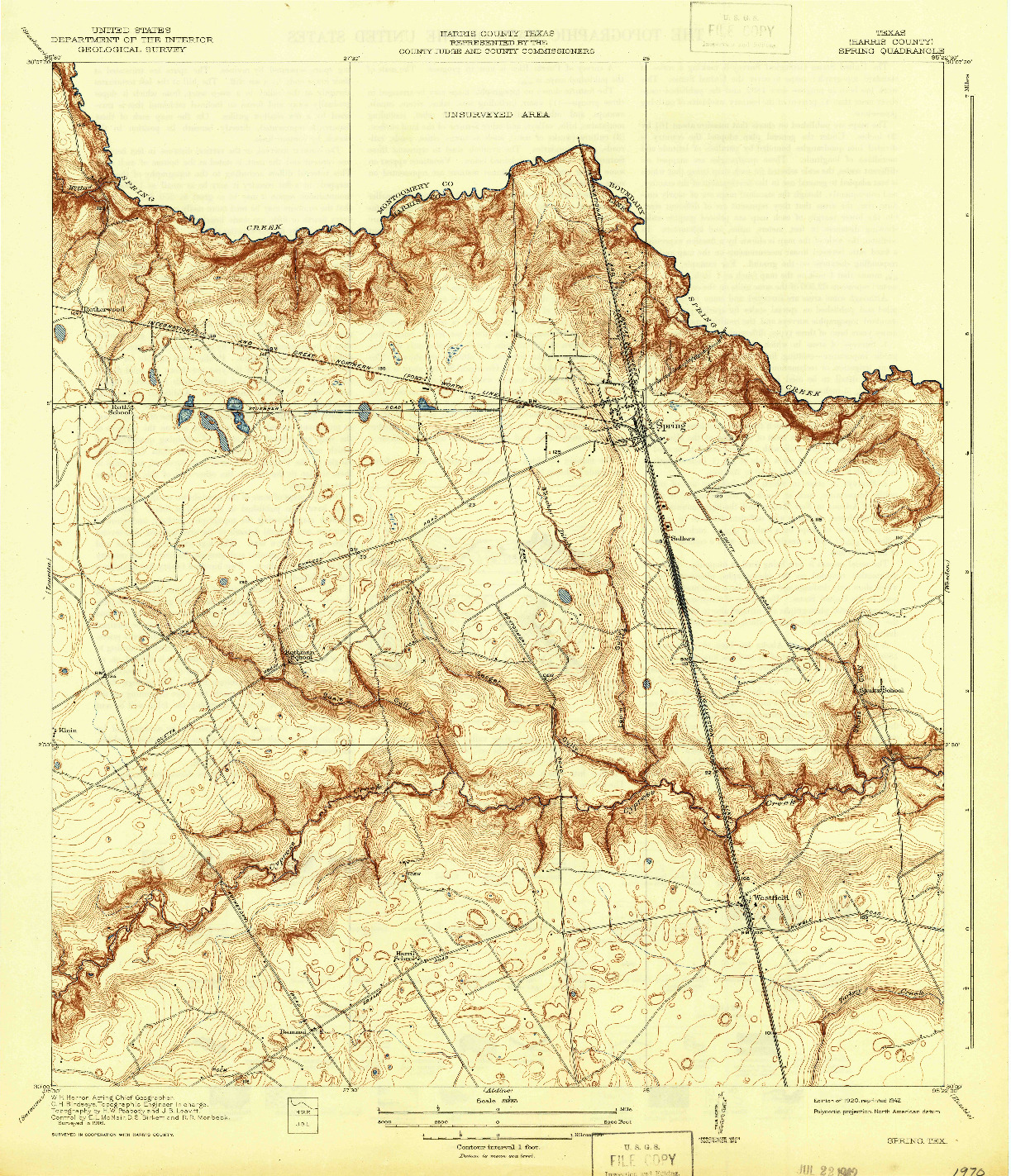 USGS 1:31680-SCALE QUADRANGLE FOR SPRING, TX 1920