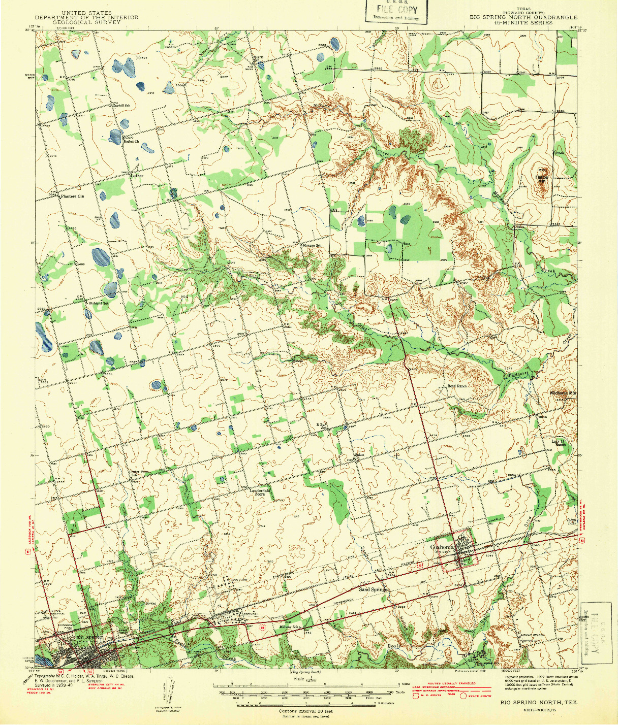 USGS 1:62500-SCALE QUADRANGLE FOR BIG SPRING NORTH, TX 1942