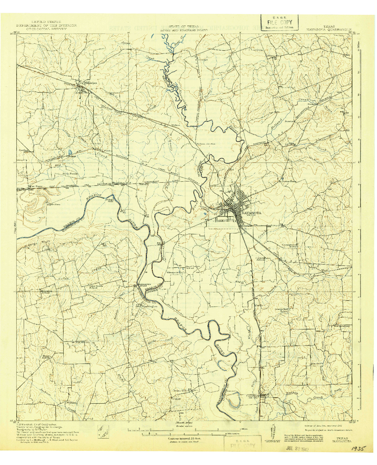 USGS 1:62500-SCALE QUADRANGLE FOR NAVASOTA, TX 1914