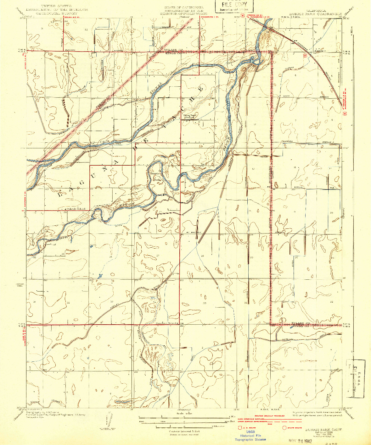 USGS 1:31680-SCALE QUADRANGLE FOR BURRIS PARK, CA 1926