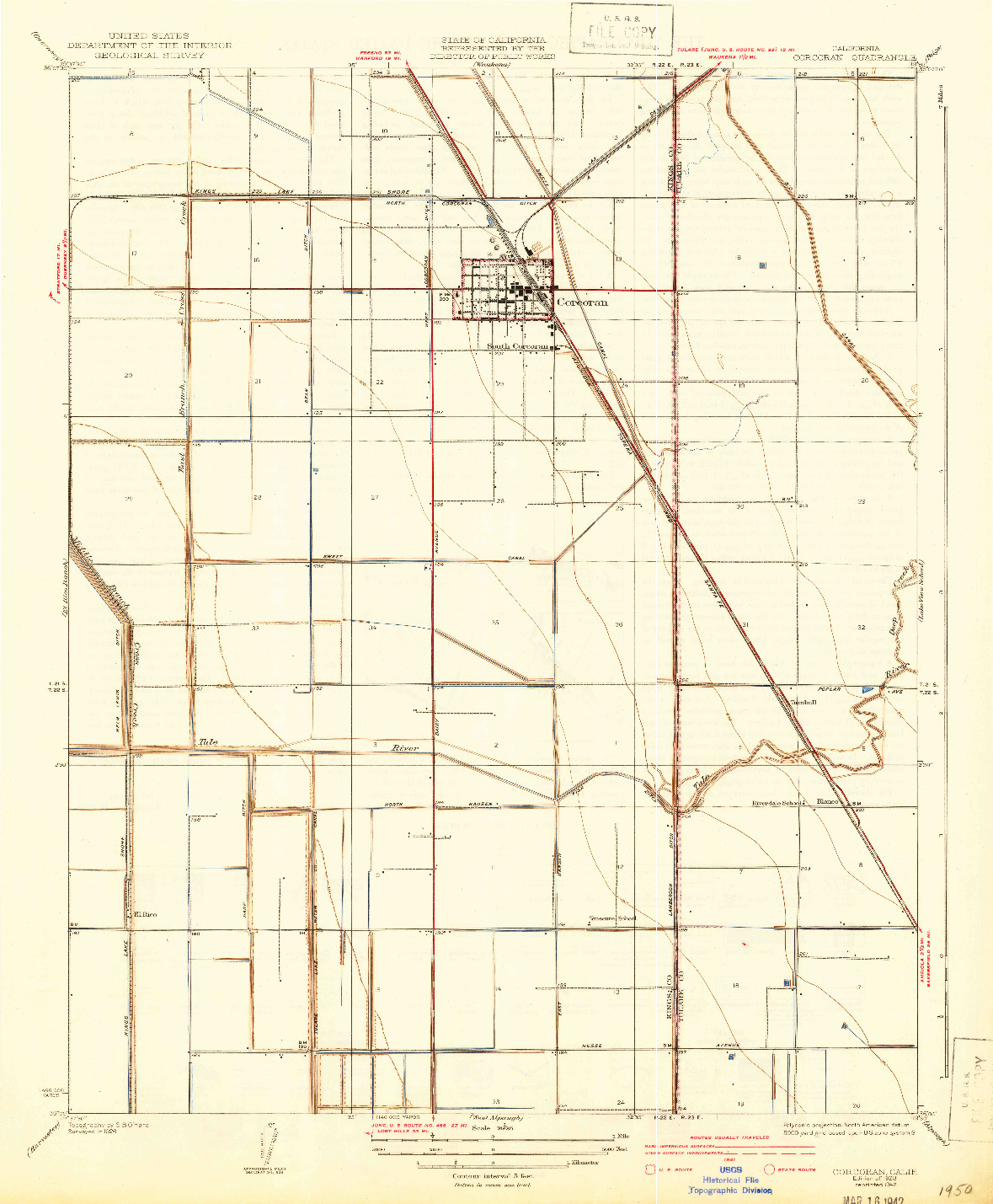 USGS 1:31680-SCALE QUADRANGLE FOR CORCORAN, CA 1928