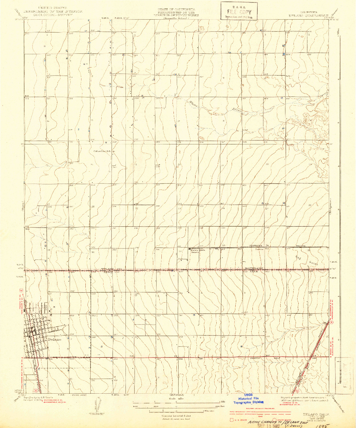 USGS 1:31680-SCALE QUADRANGLE FOR DELANO, CA 1929