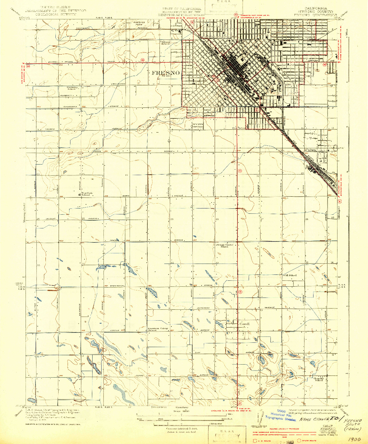 USGS 1:31680-SCALE QUADRANGLE FOR FRESNO, CA 1923