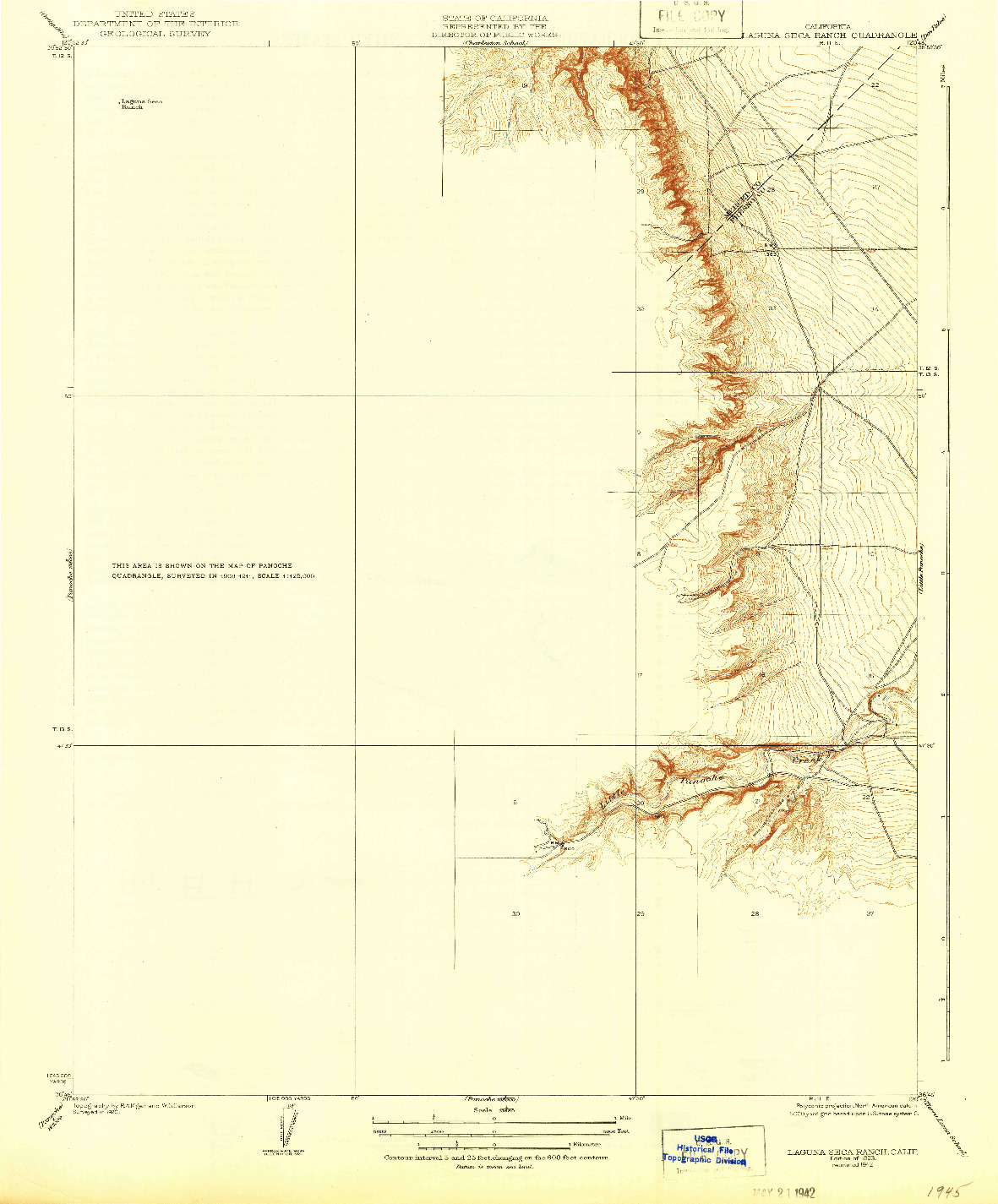 USGS 1:31680-SCALE QUADRANGLE FOR LAGUNA SECA RANCH, CA 1923