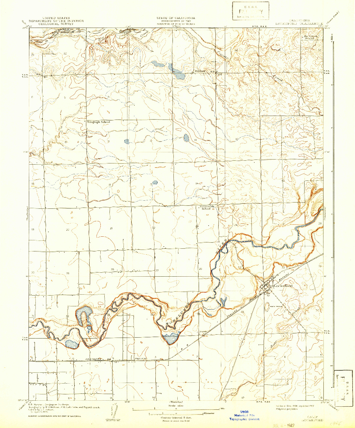 USGS 1:31680-SCALE QUADRANGLE FOR LOCKEFORD, CA 1908