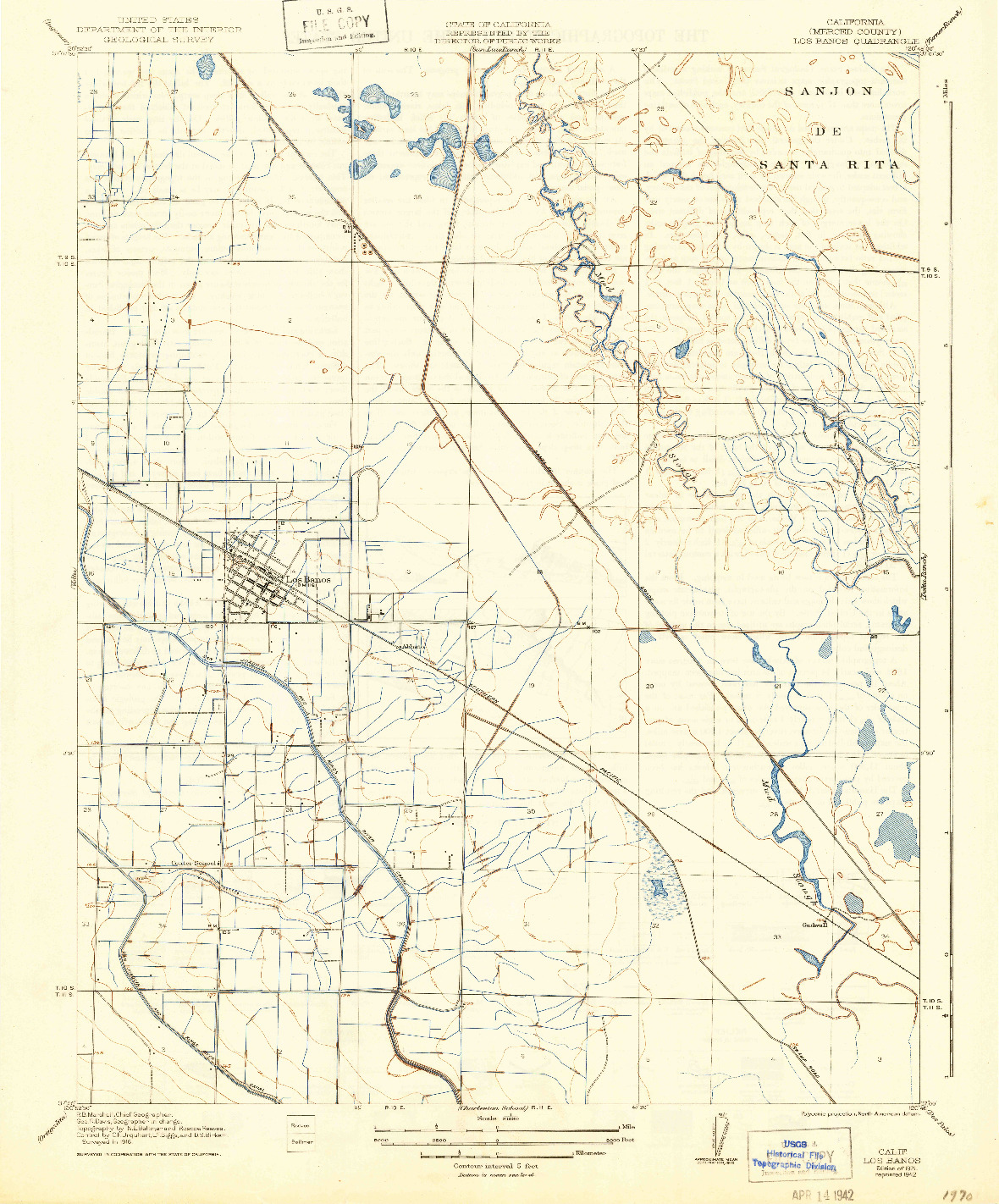 USGS 1:31680-SCALE QUADRANGLE FOR LOS BANOS, CA 1921