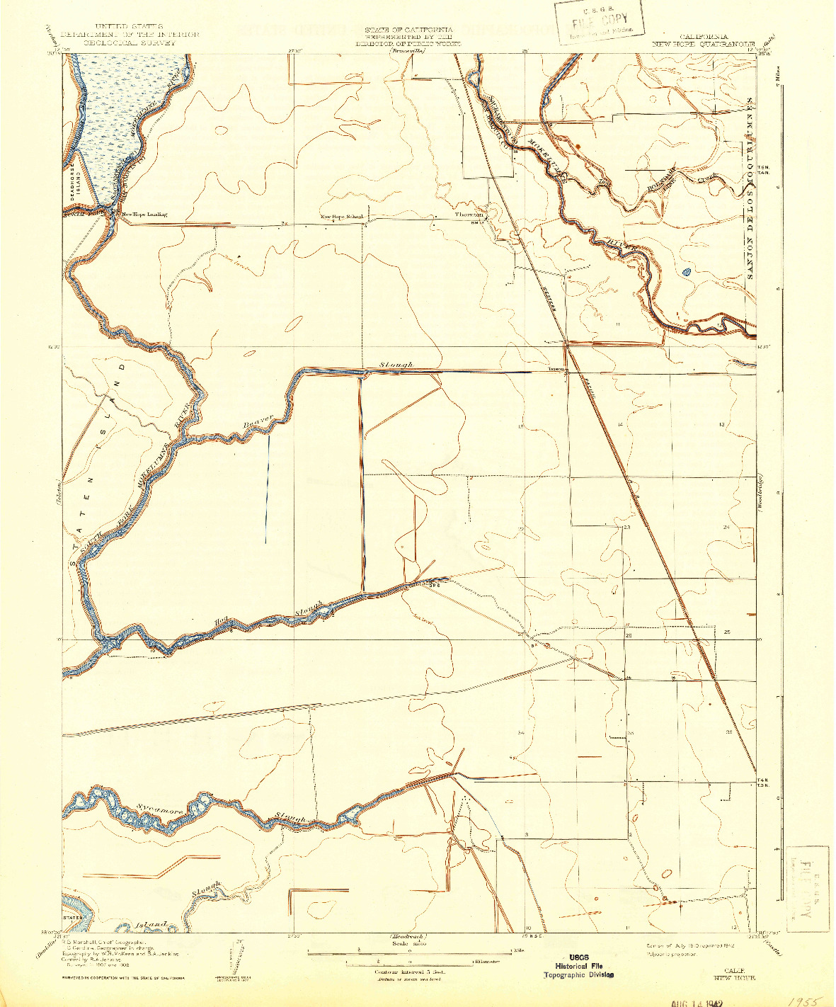 USGS 1:31680-SCALE QUADRANGLE FOR NEW HOPE, CA 1910