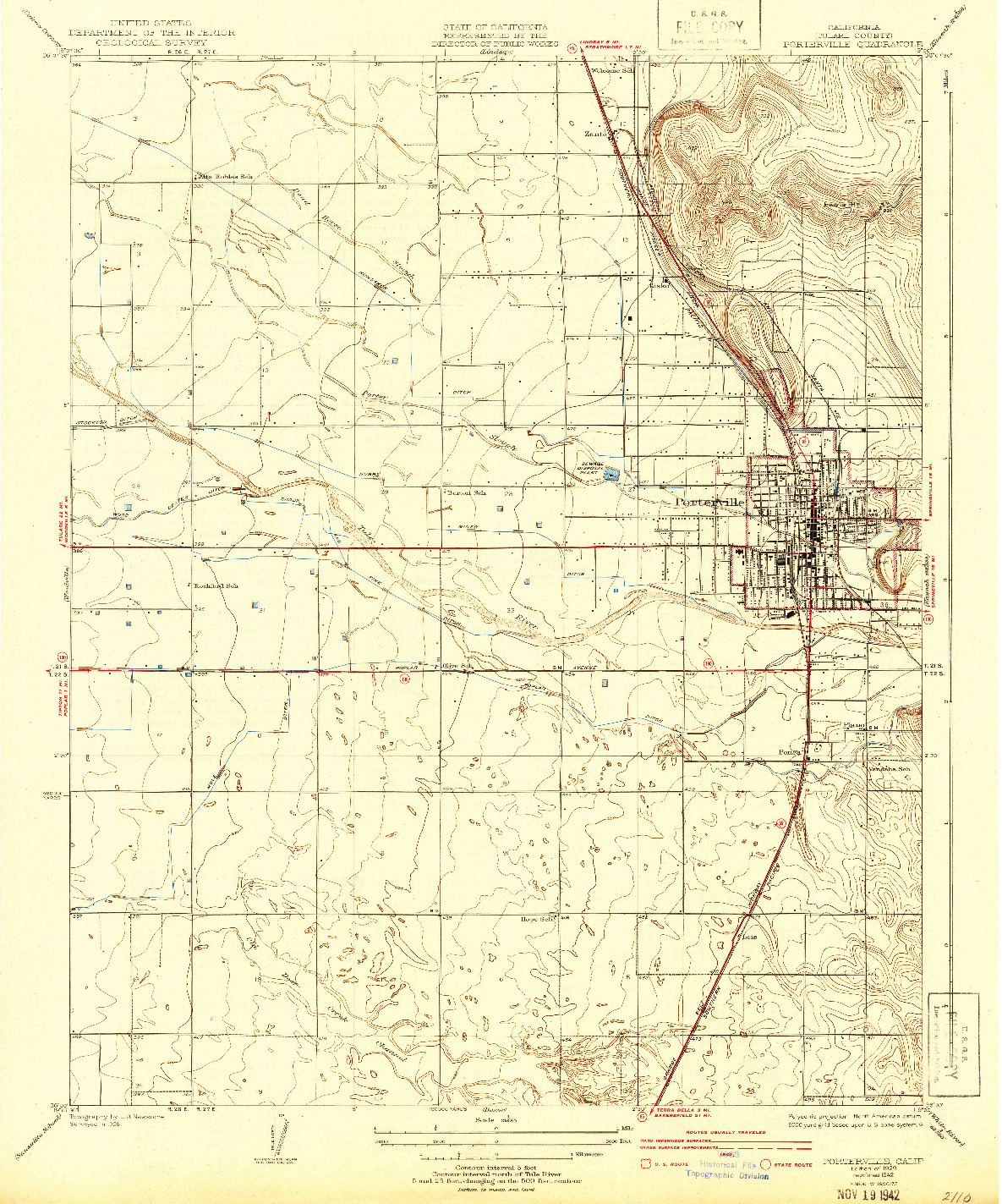 USGS 1:31680-SCALE QUADRANGLE FOR PORTERVILLE, CA 1929