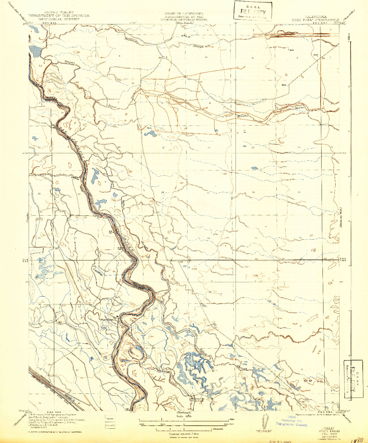 USGS 1:31680-SCALE QUADRANGLE FOR POZO FARM, CA 1922