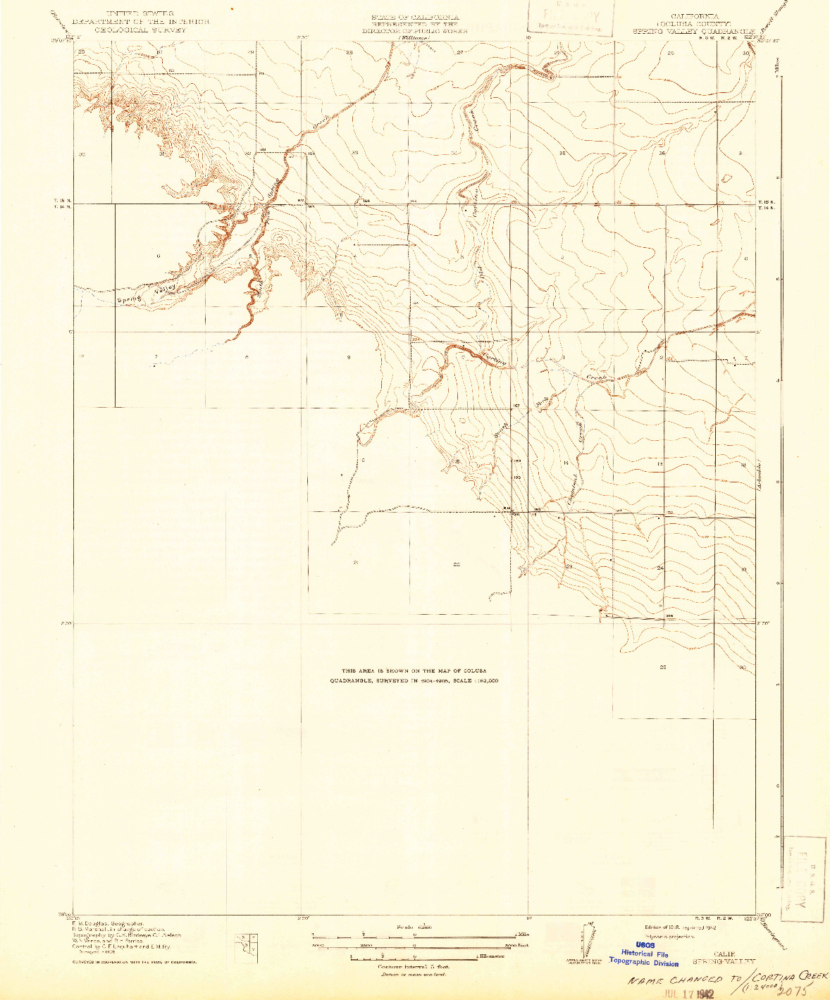 USGS 1:31680-SCALE QUADRANGLE FOR SPRING VALLEY, CA 1918