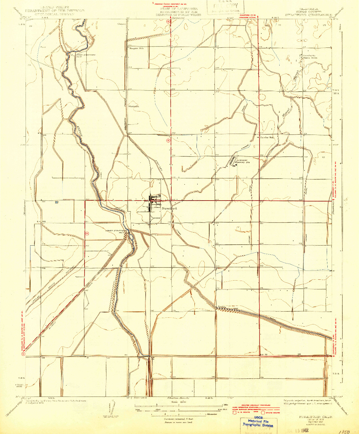 USGS 1:31680-SCALE QUADRANGLE FOR STRATFORD, CA 1929