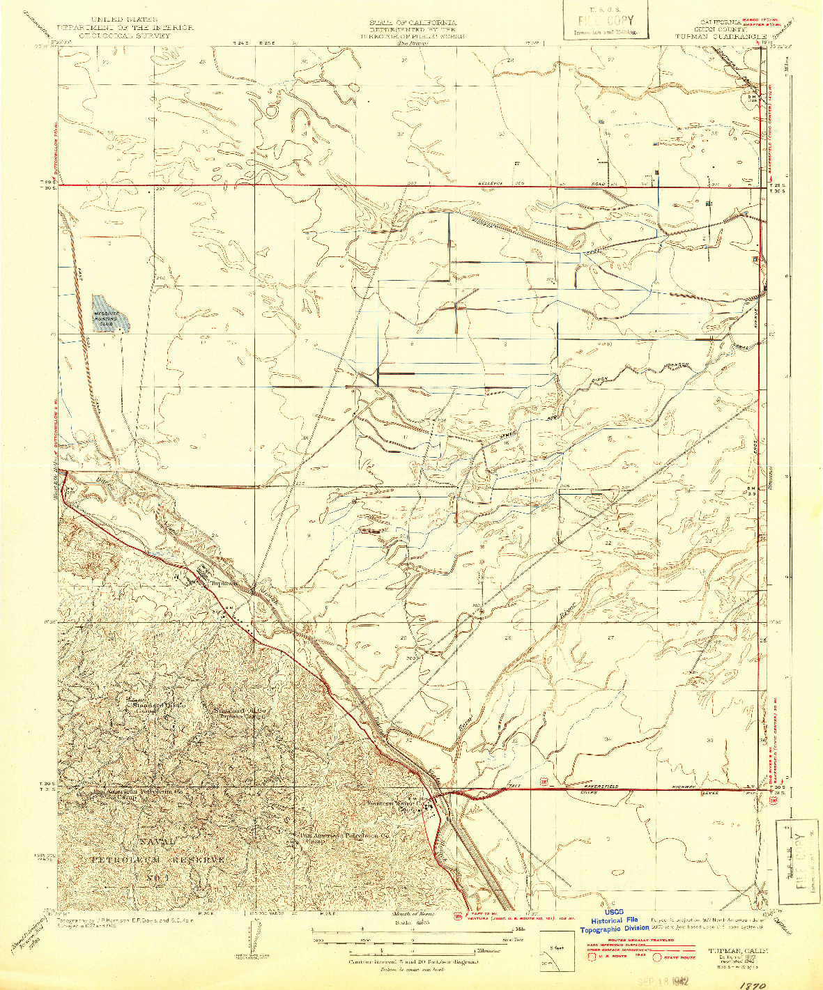 USGS 1:31680-SCALE QUADRANGLE FOR TUPMAN, CA 1933