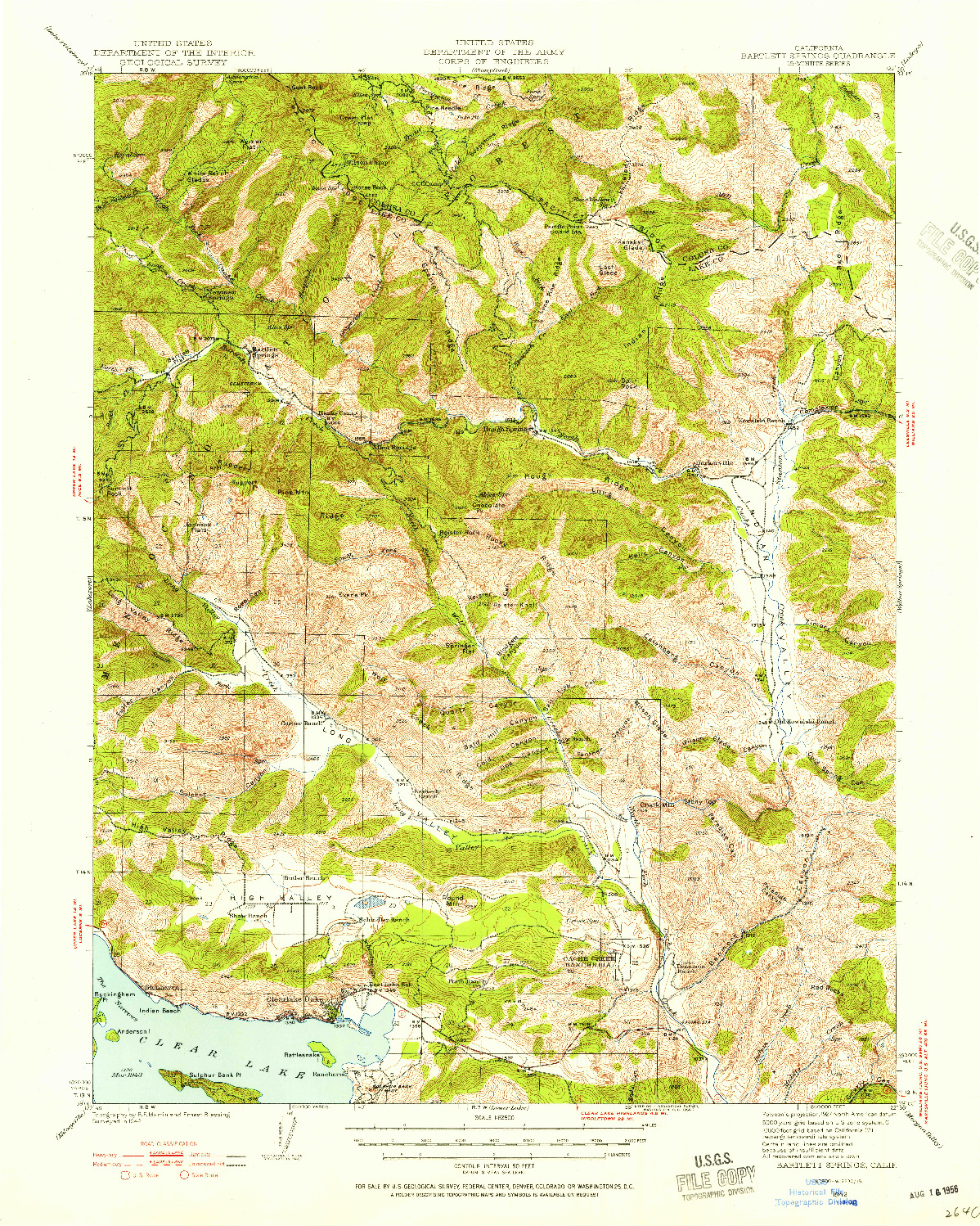 USGS 1:62500-SCALE QUADRANGLE FOR BARTLETT SPRINGS, CA 1942