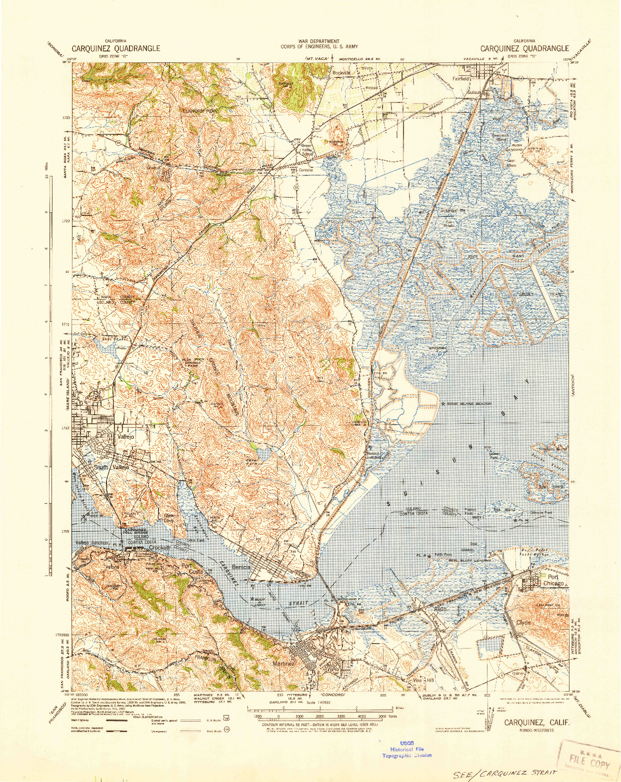 USGS 1:62500-SCALE QUADRANGLE FOR CARQUINEZ, CA 1942