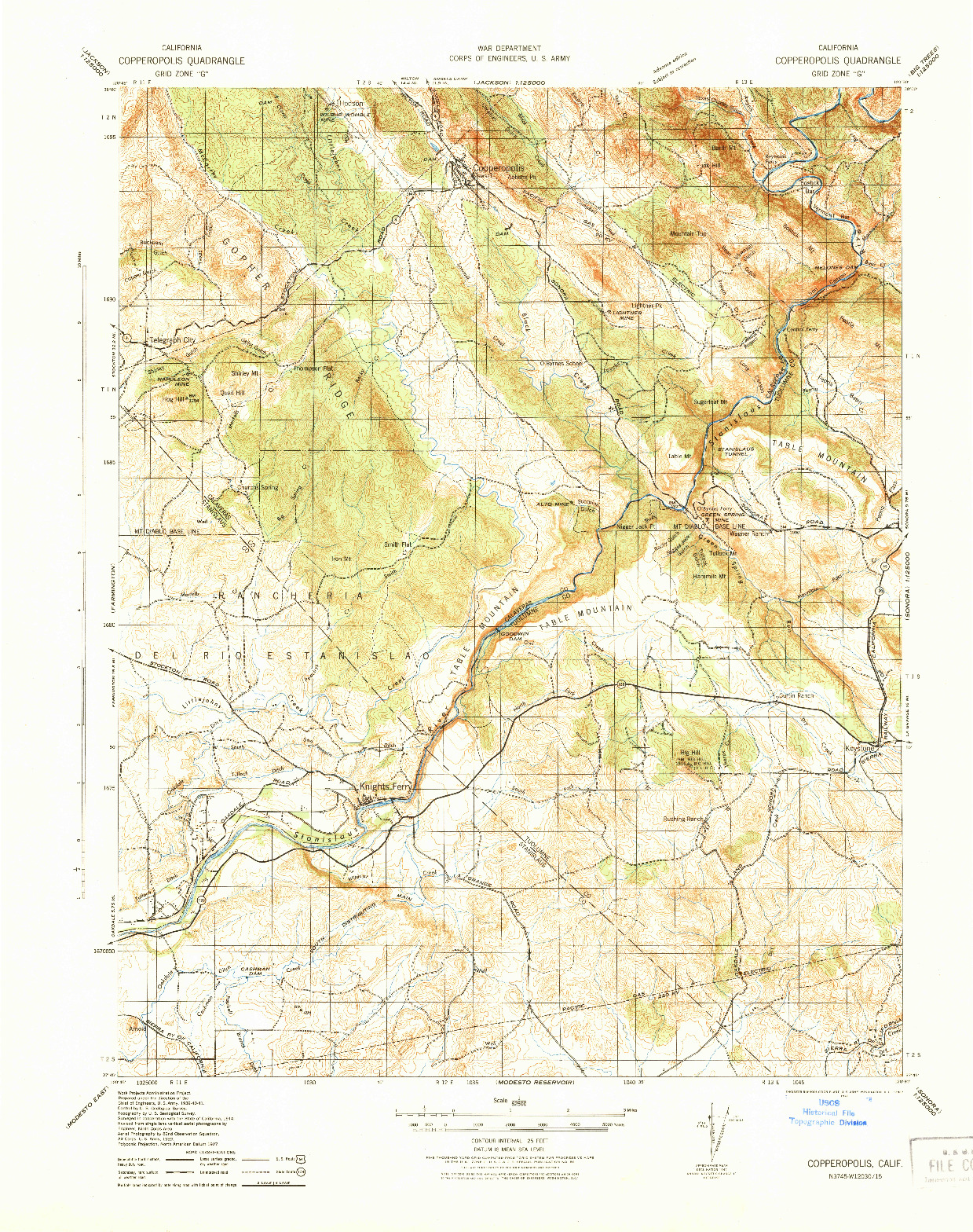 USGS 1:62500-SCALE QUADRANGLE FOR COPPEROPOLIS, CA 1942