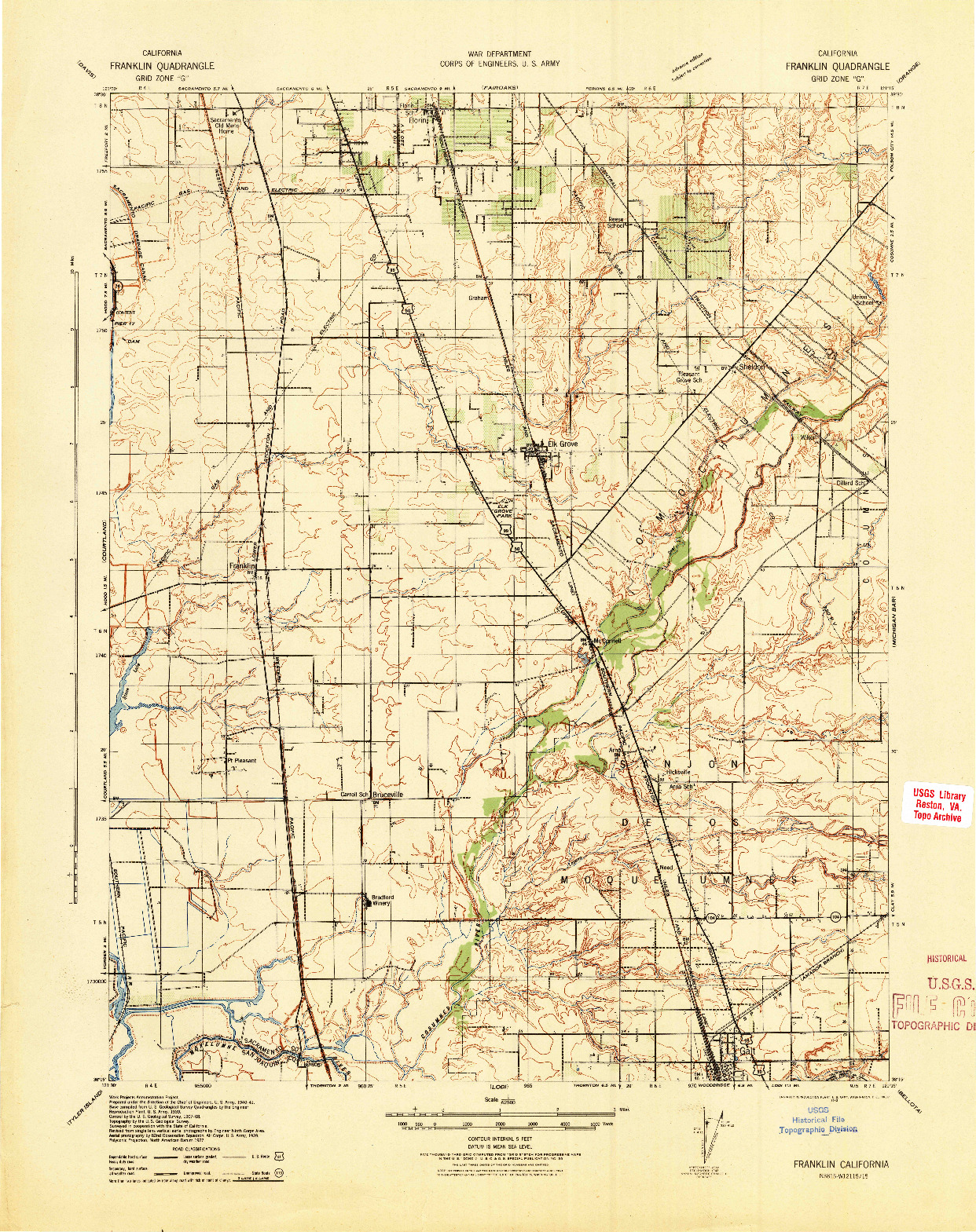 USGS 1:62500-SCALE QUADRANGLE FOR FRANKLIN, CA 1941