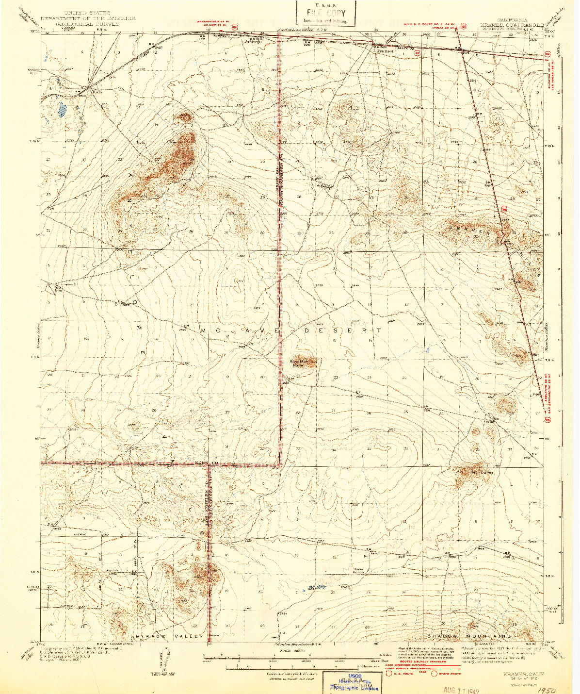 USGS 1:62500-SCALE QUADRANGLE FOR KRAMER, CA 1942