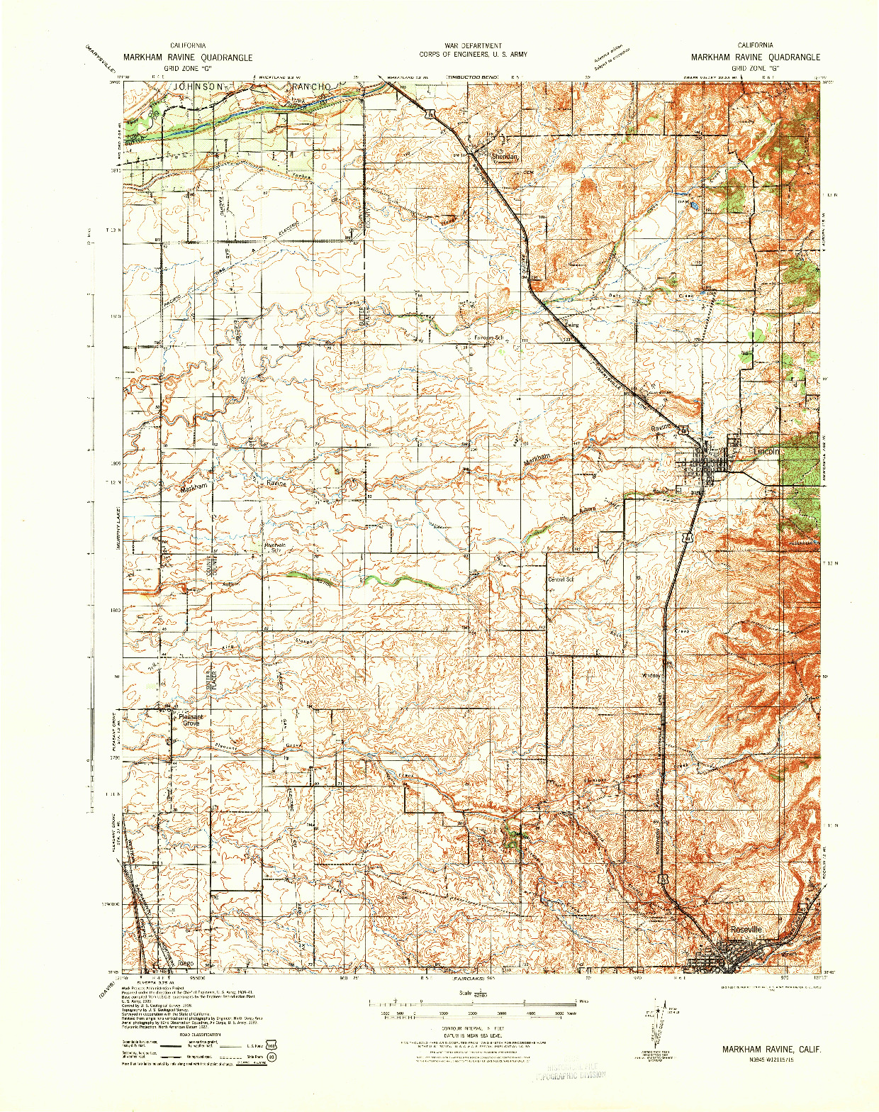 USGS 1:62500-SCALE QUADRANGLE FOR MARKHAM RAVINE, CA 1942