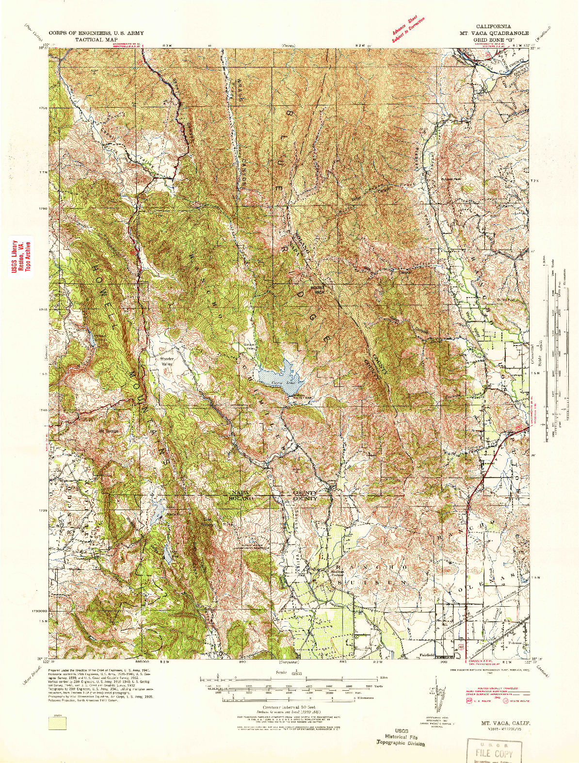 USGS 1:62500-SCALE QUADRANGLE FOR MT. VACA, CA 1942