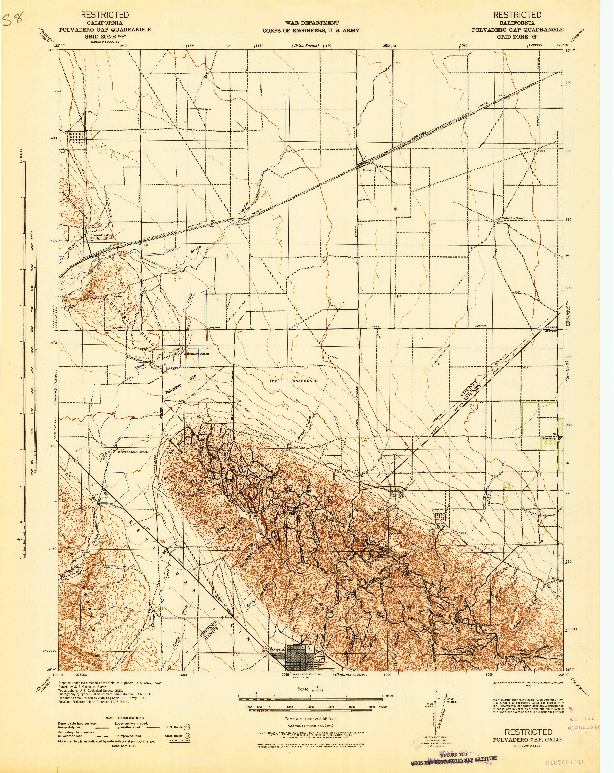 USGS 1:62500-SCALE QUADRANGLE FOR POLVADERO GAP, CA 1942